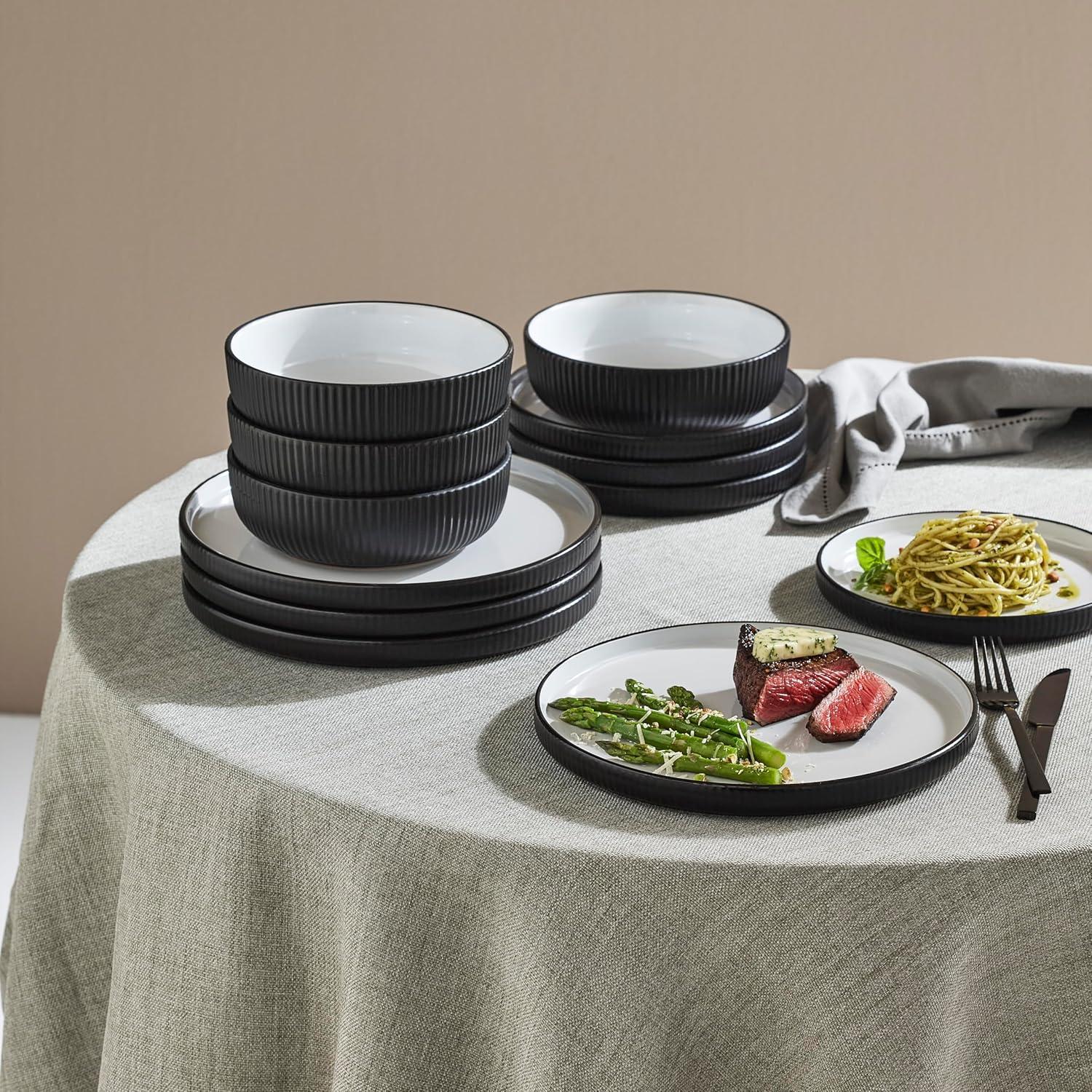 Christian Siriano Laro 12-Piece Dinnerware Set Stoneware, Service for 4