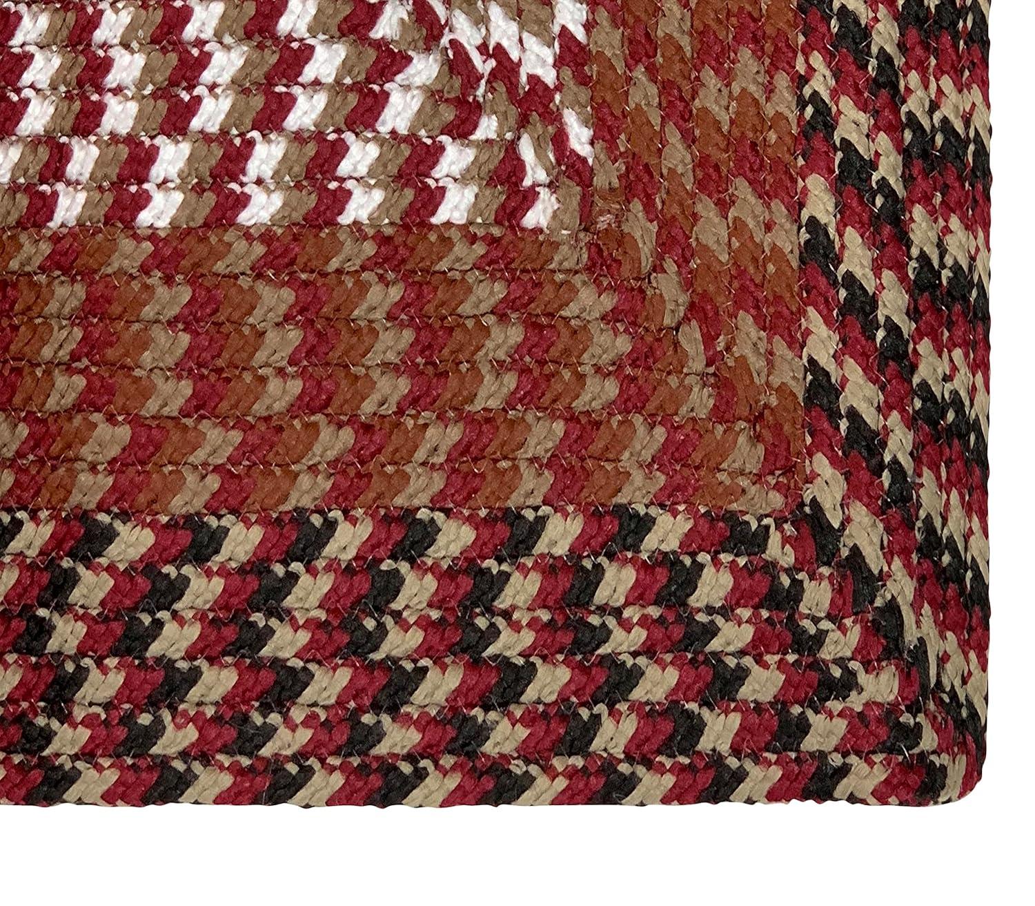 48" x 48" Alpine Collection Burgundy Stripe Reversible Indoor Area Utility Octagonal Rug - Better Trends