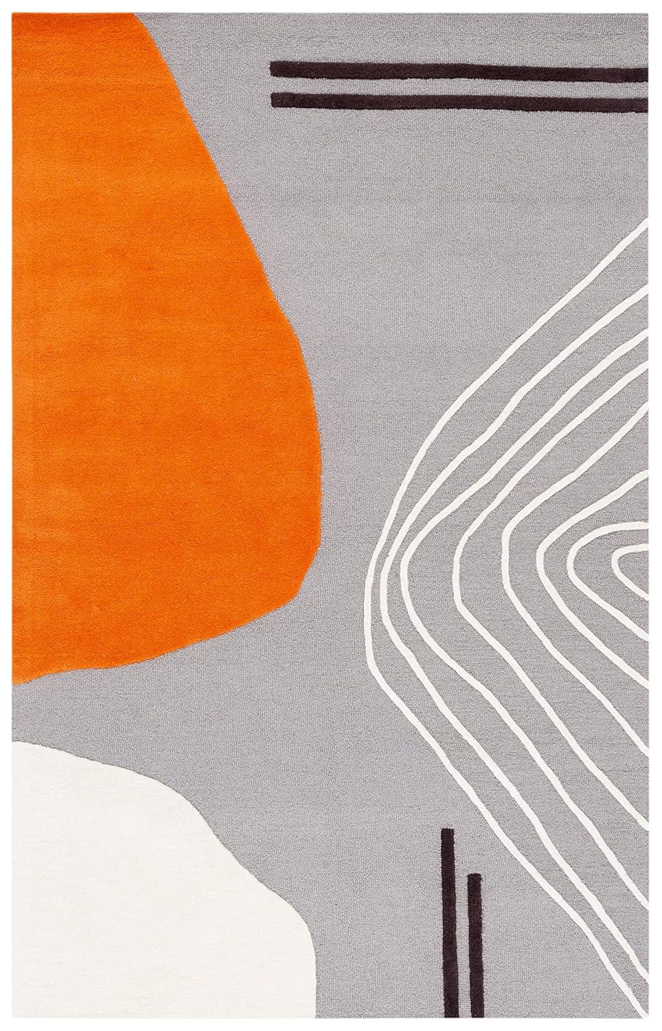Rodeo Drive RD860 Hand Tufted Indoor Area Rug - 9'x12' - Grey/Rust - Safavieh