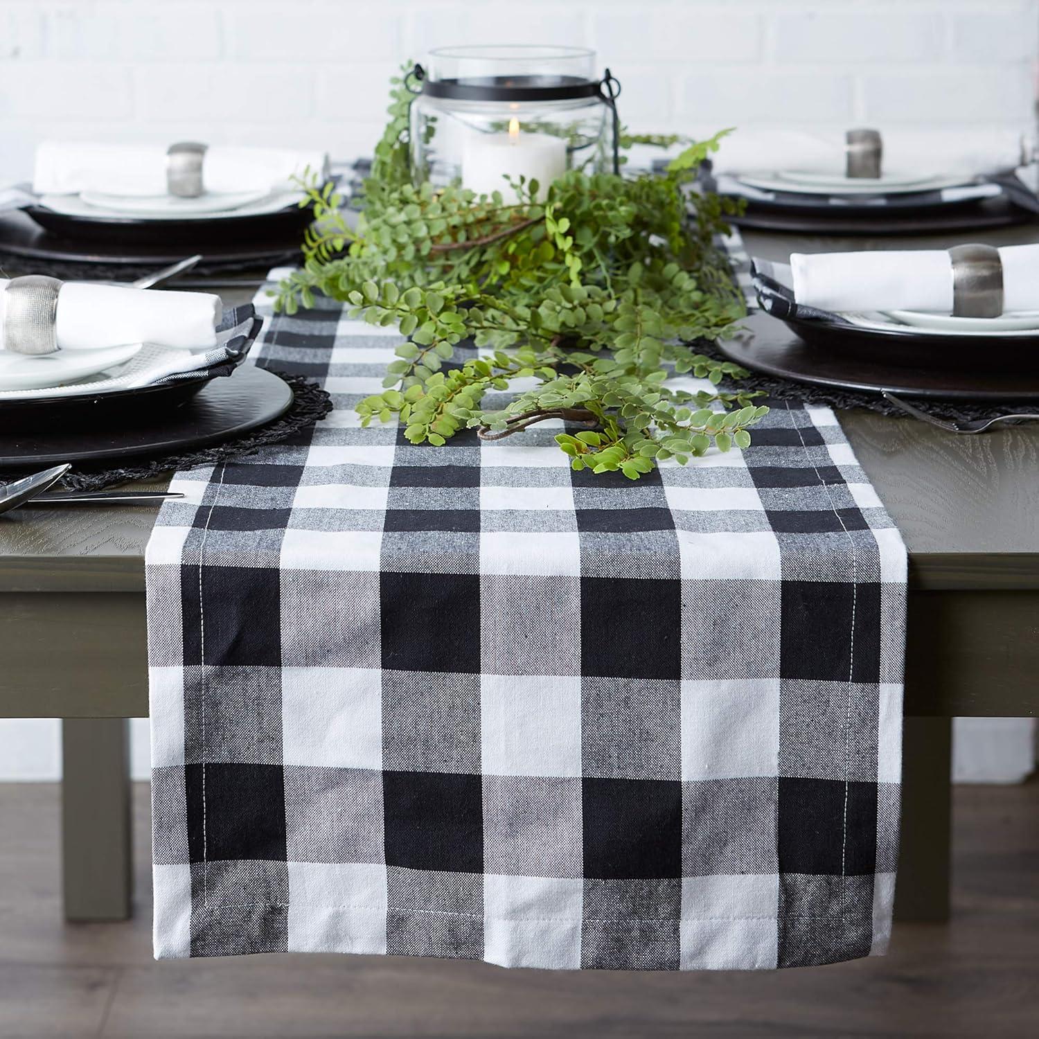 Black Buffalo Check Table Runner 14x108