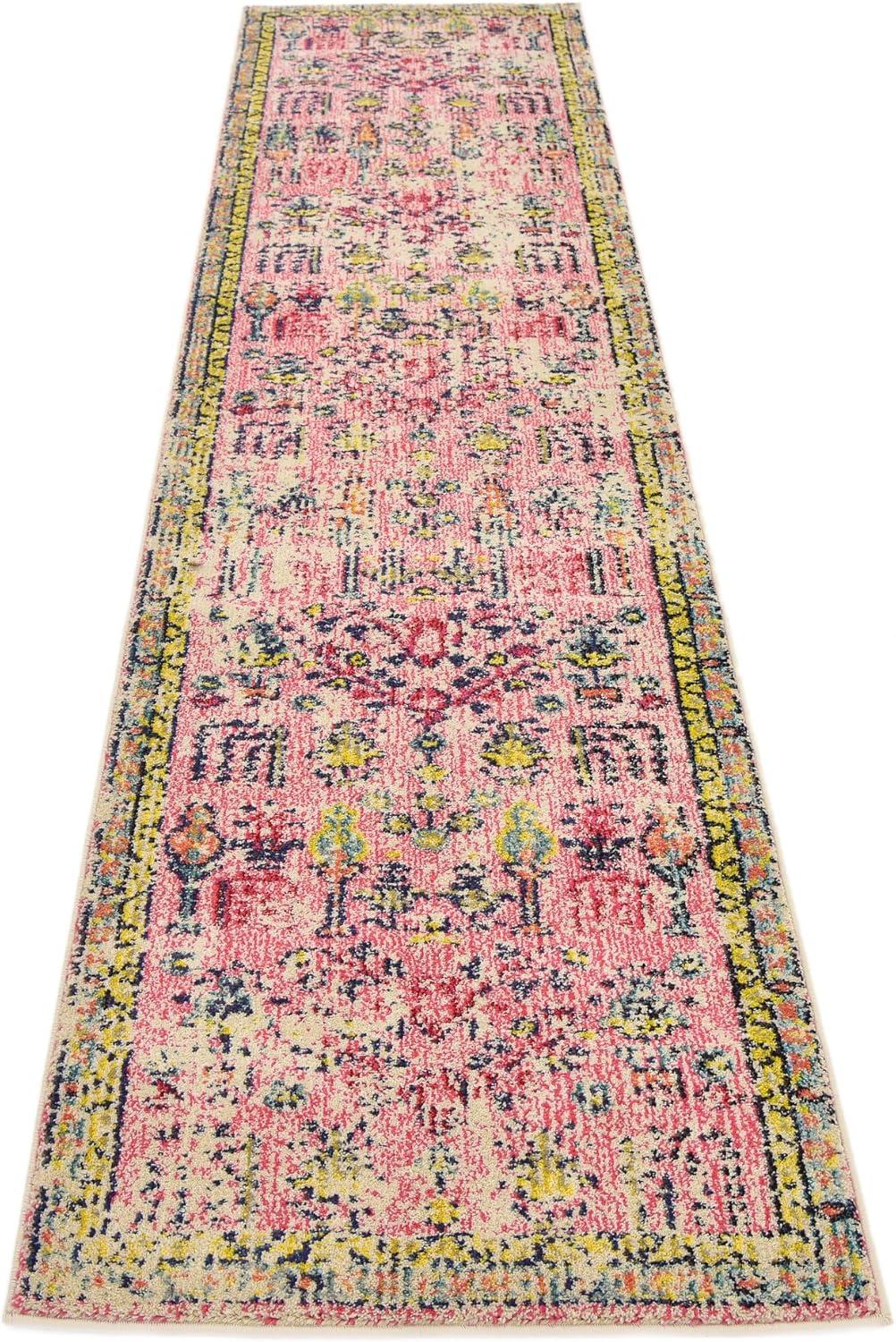 Unique Loom Monterey Collection Area Rug - Adobe (2' 7" x 10' Runner Pink/Blue)