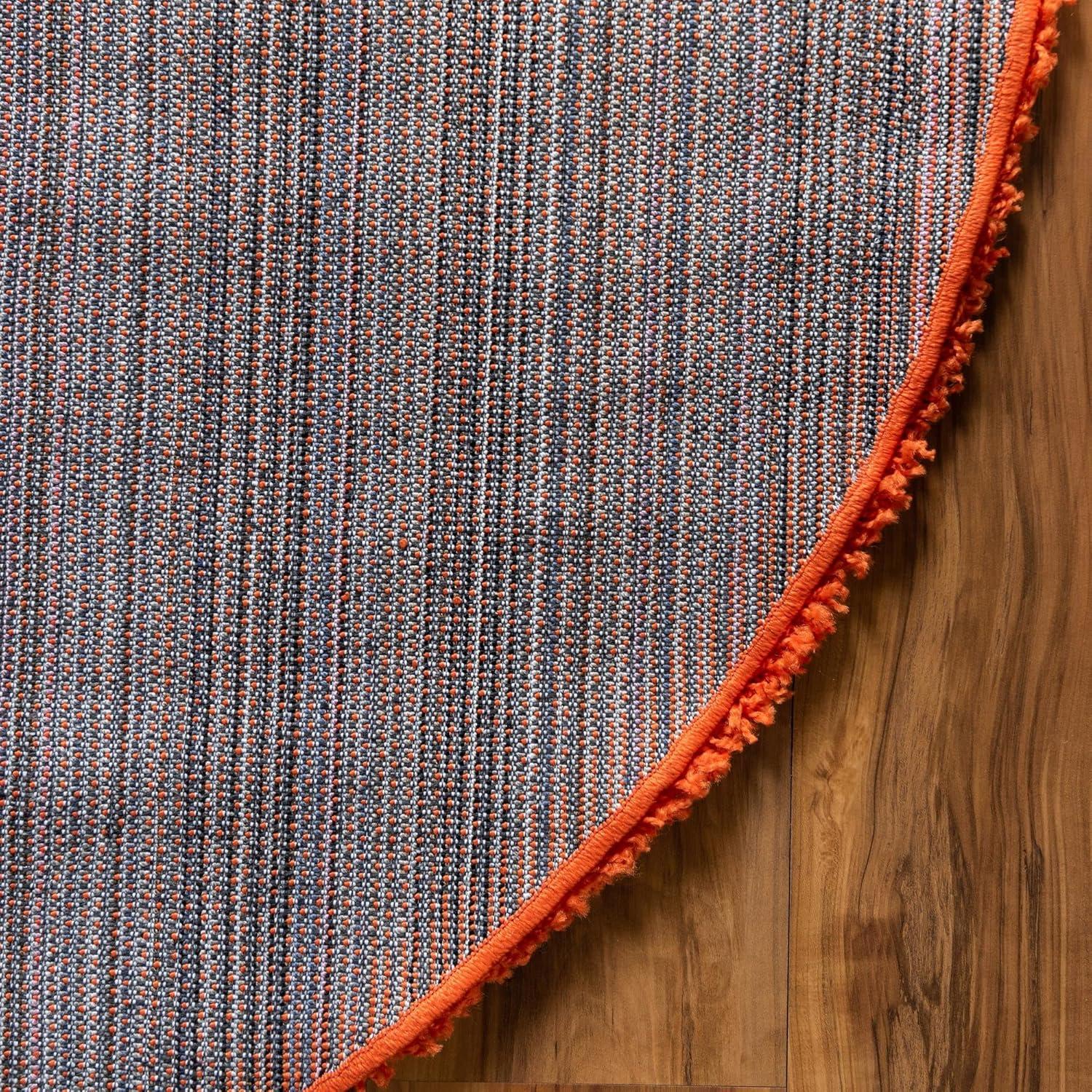 Unique Loom 5' 0 x 8' 0 Solid Shag Tiger Orange Area Rug
