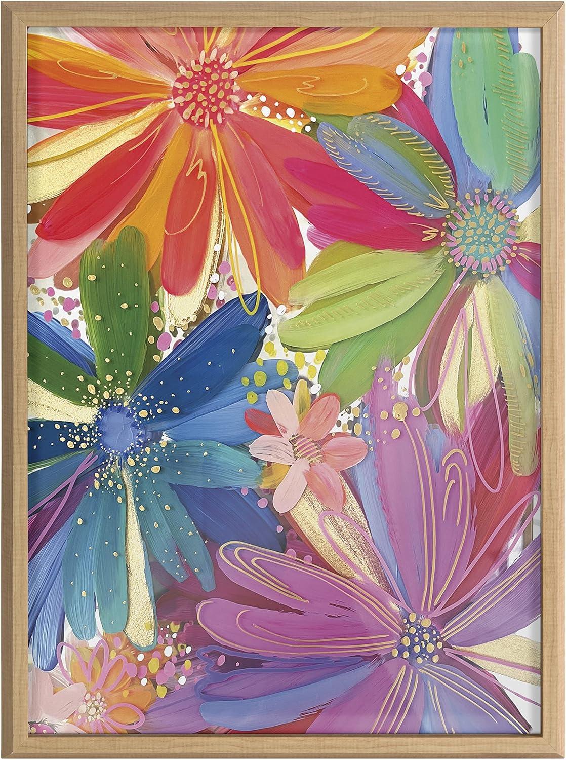 18" x 24" Blake Flowers on Glass 1 Framed Printed Glass by Jessi Raulet of Ettavee Natural - Kate & Laurel All Things Decor