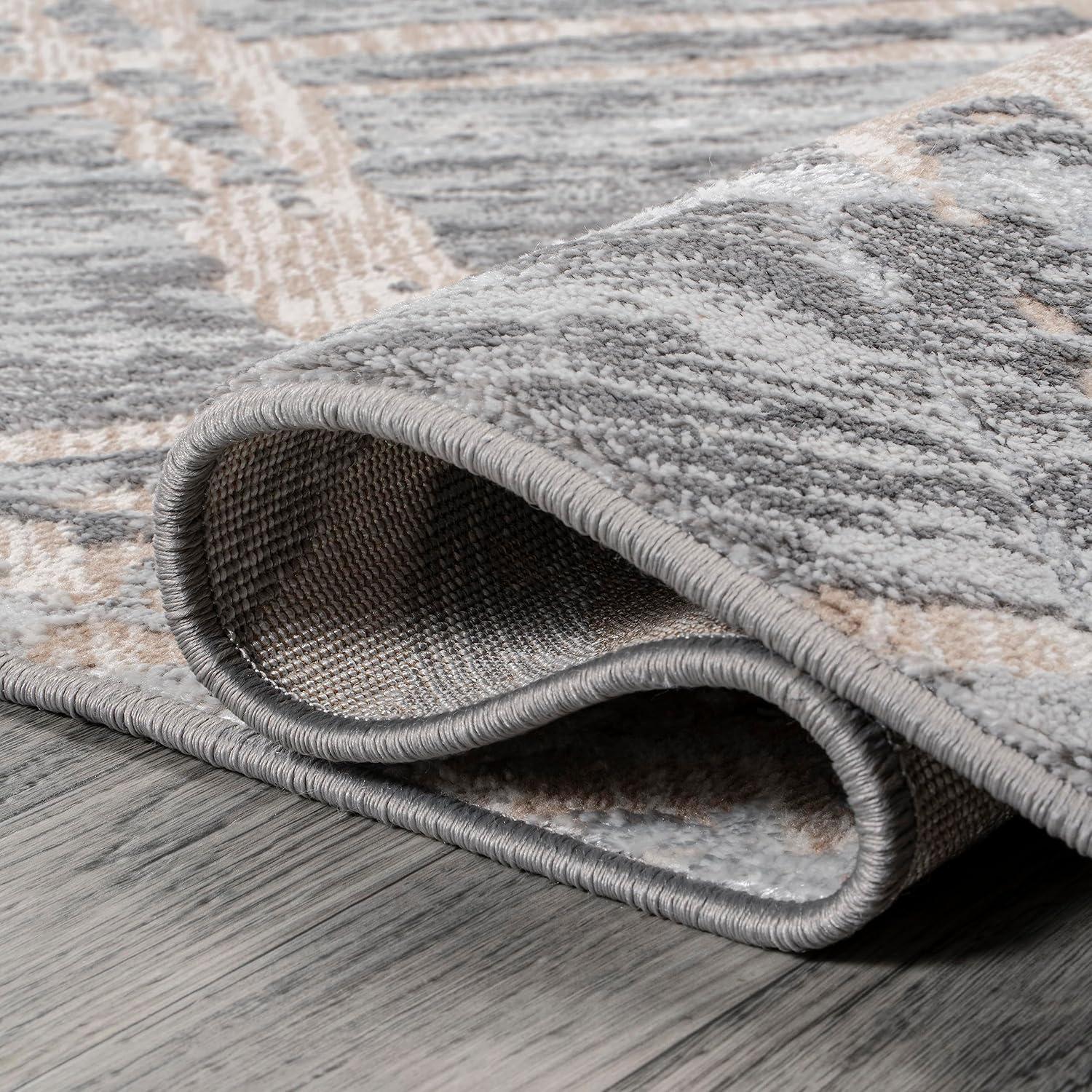 JONATHAN Y Slant Modern Abstract Beige/Gray 4 ft. x 6 ft. Area Rug