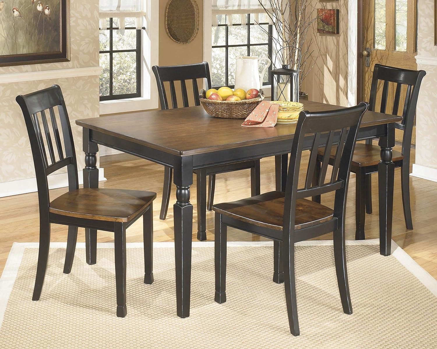 Signature Design by Ashley Owingsville Modern Farmhouse Dining Room Side Chair, Set of 2, Black and Brown
