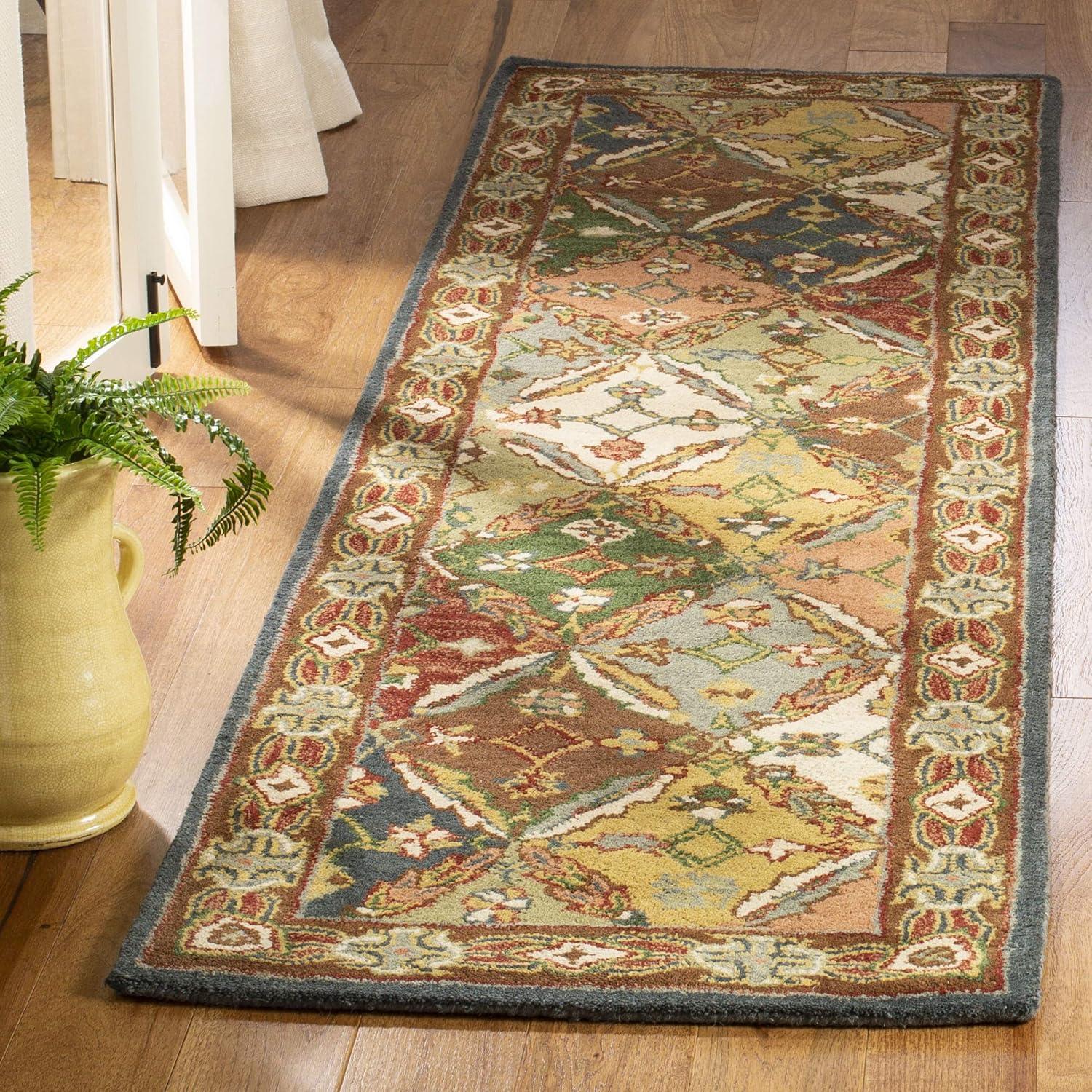 SAFAVIEH Heritage Abbey Traditional Wool Runner Rug, Green/Red, 2'3" x 12'