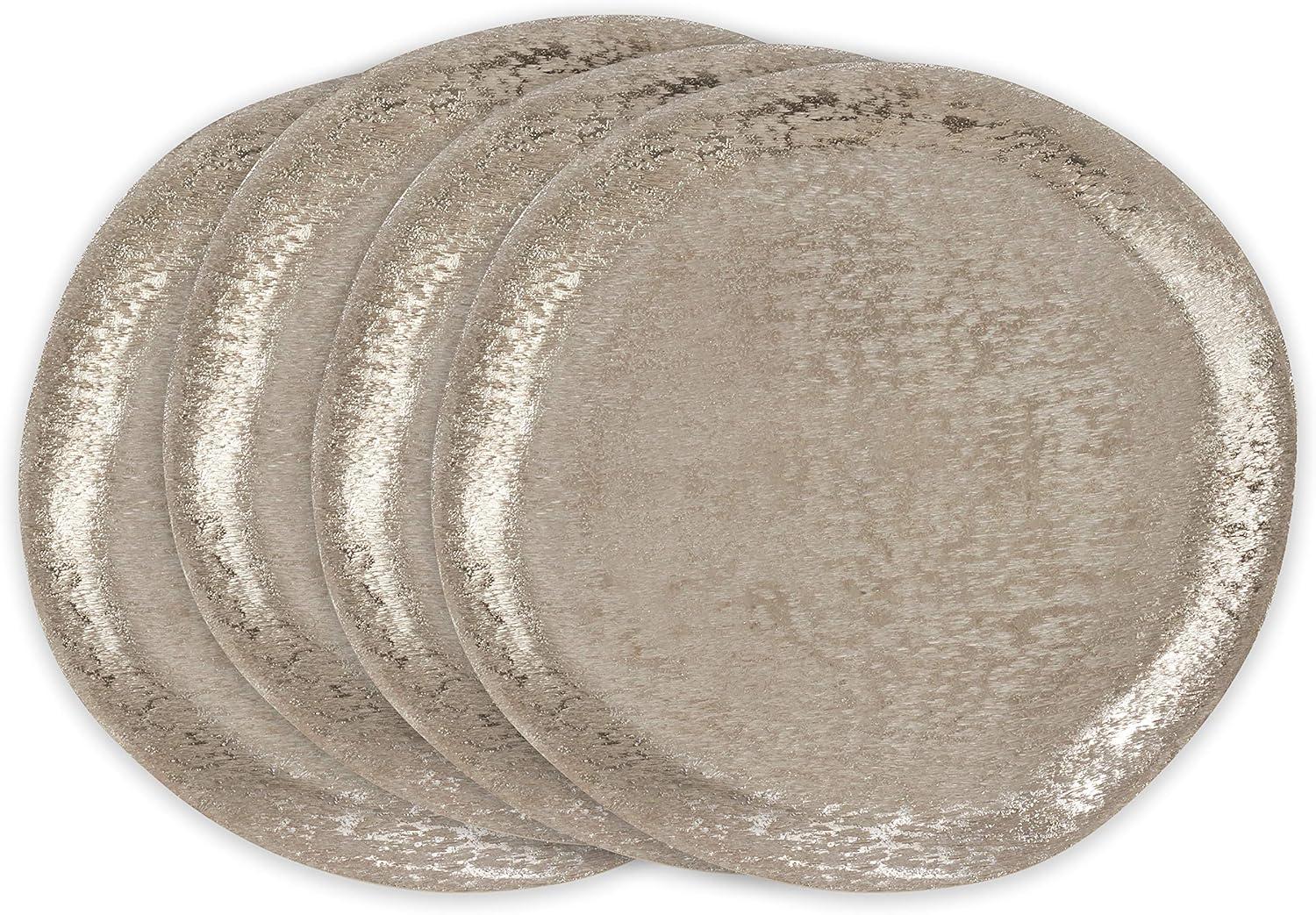 Saro Lifestyle Brushed Aluminum Charger (Set of 4), Silver, 13" Round
