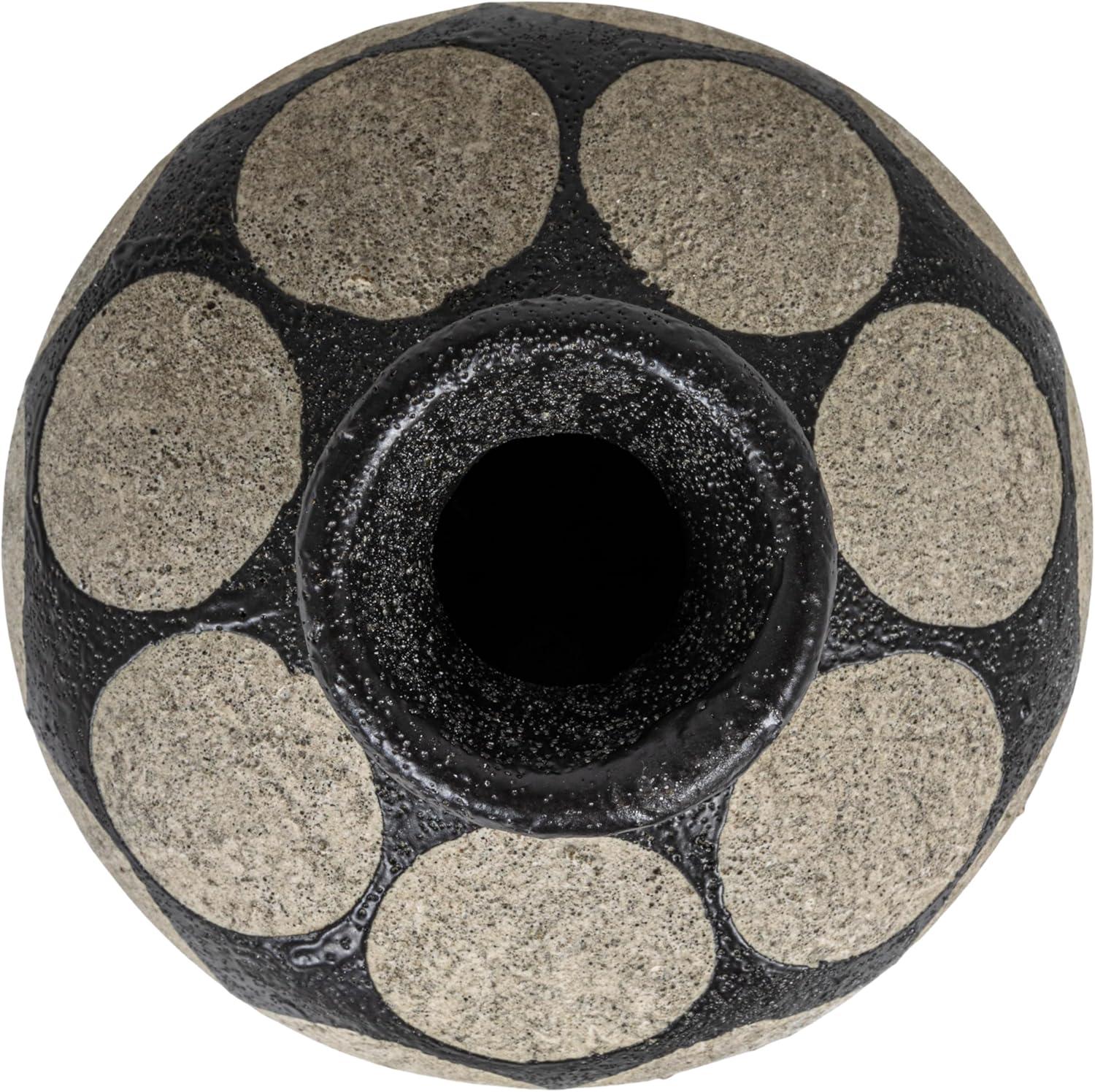 Black and Natural Ceramic Vase with Wax Relief Dots