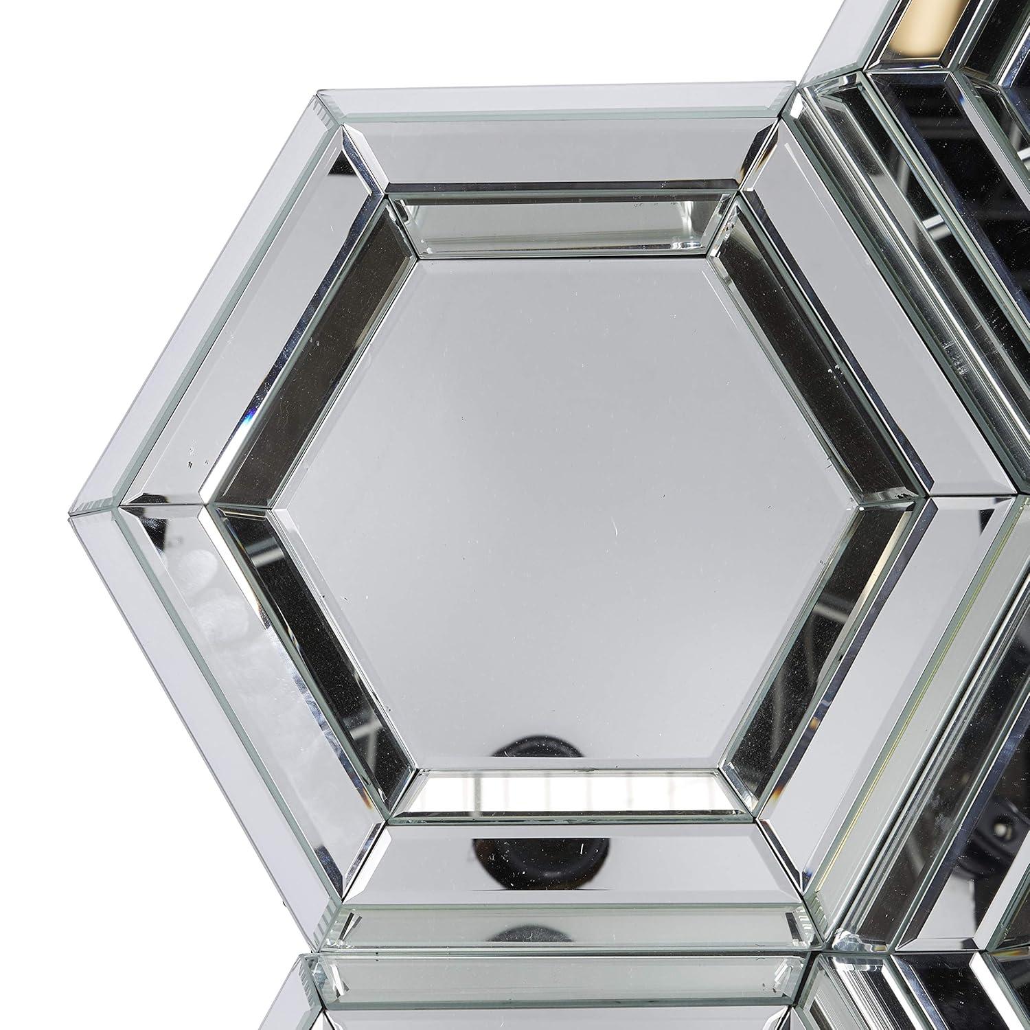 DecMode 39" x 41" Silver Honeycomb Shaped Geometric Wall Mirror