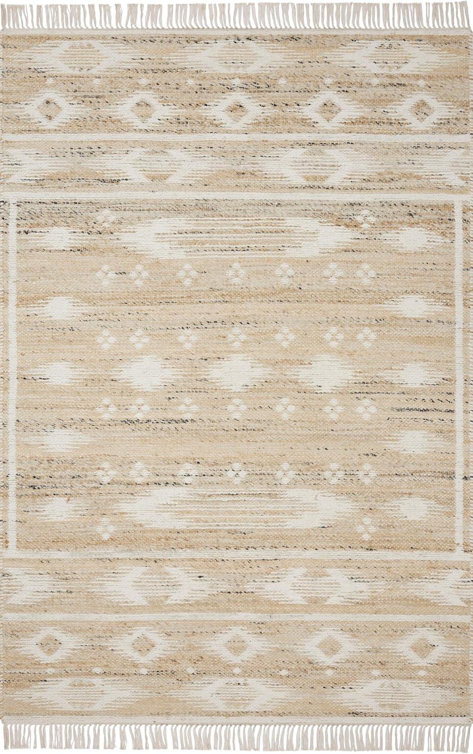 Ivory and Natural Flat Woven Reversible Wool Cotton Rug Sample