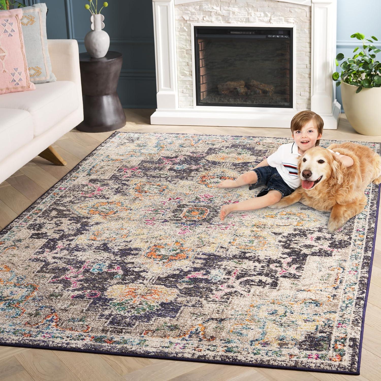 Madison MAD473 Power Loomed Indoor Area Rug - Black/Gold - 5'3"x7'6" - Safavieh