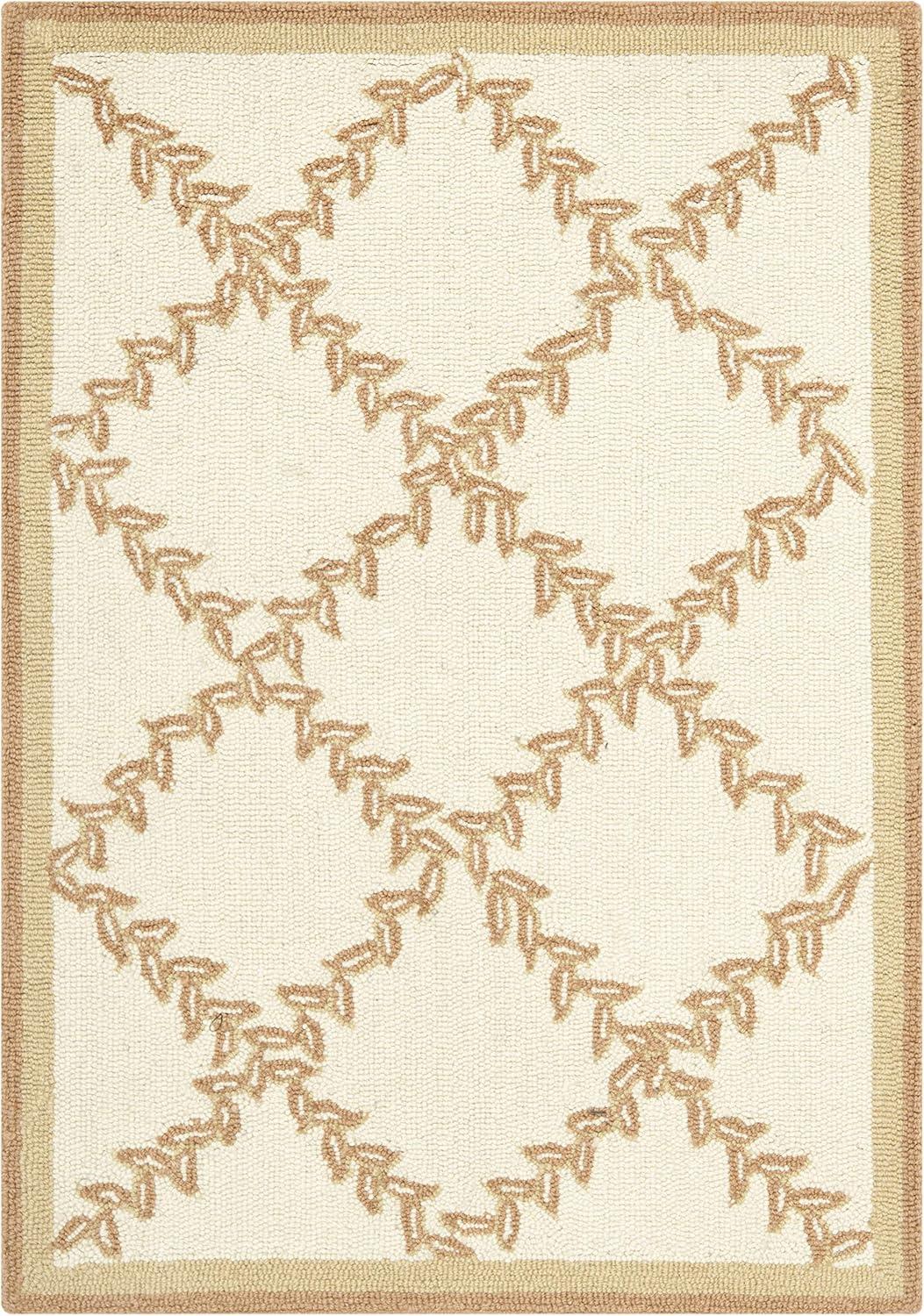 Ivory Hand-Tufted Wool 10' x 14' Area Rug with Edge Embellishment