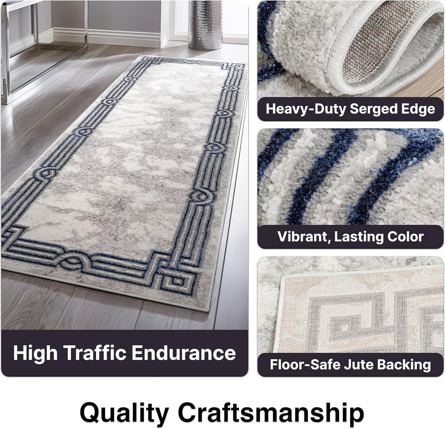 Well Woven Fairmont Huntington Modern Abstract Marble Pattern Blue 9'3" x 12'6" Area Rug