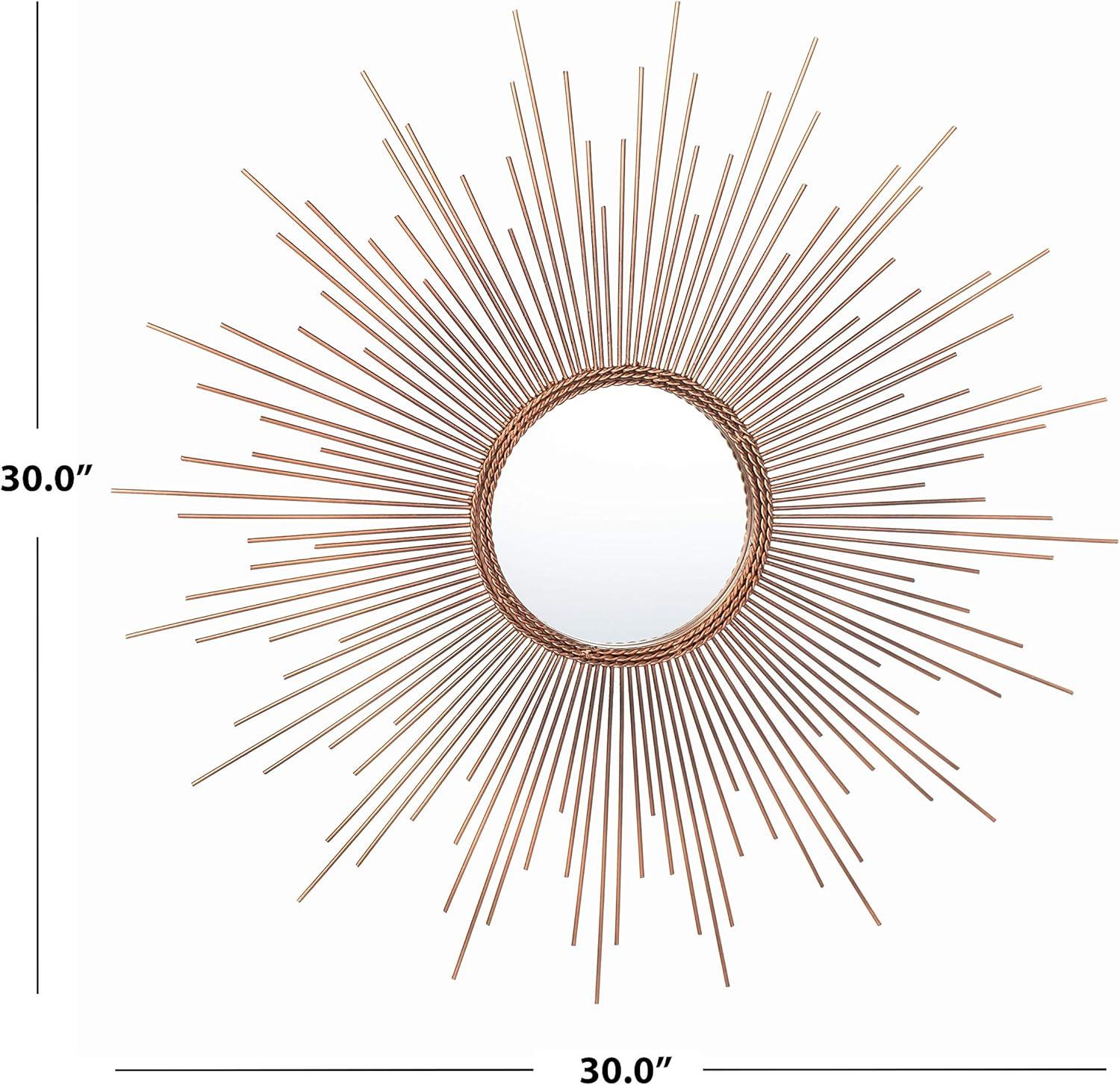 Safavieh Genevieve Radiant Lines Round Sunburst Mirror, Copper