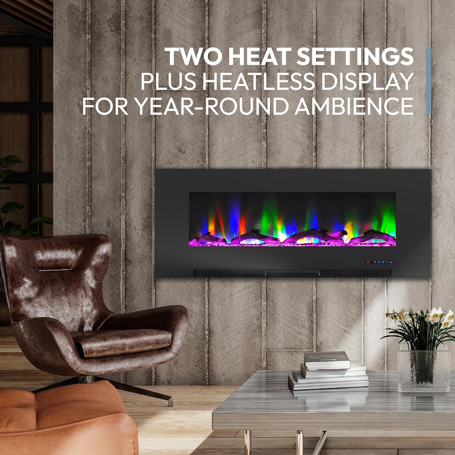 Cambridge Cambridge Wall Mount Electric Fireplace Heater with Remote Control for Indoor Use in Living Room, Bedroom, Home Office