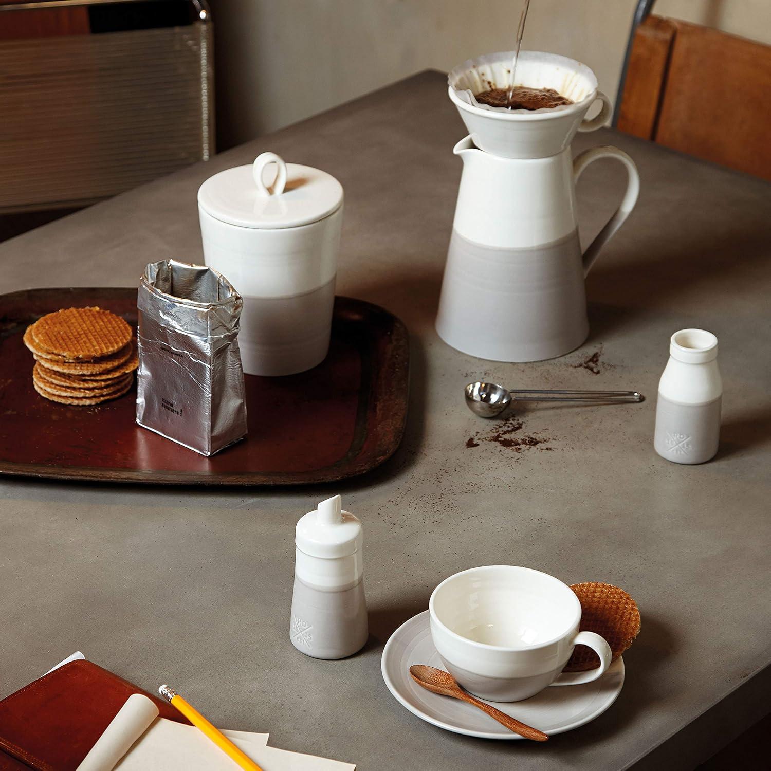 Royal Doulton Grey and Off-White Porcelain Latte Cup and Saucer Set