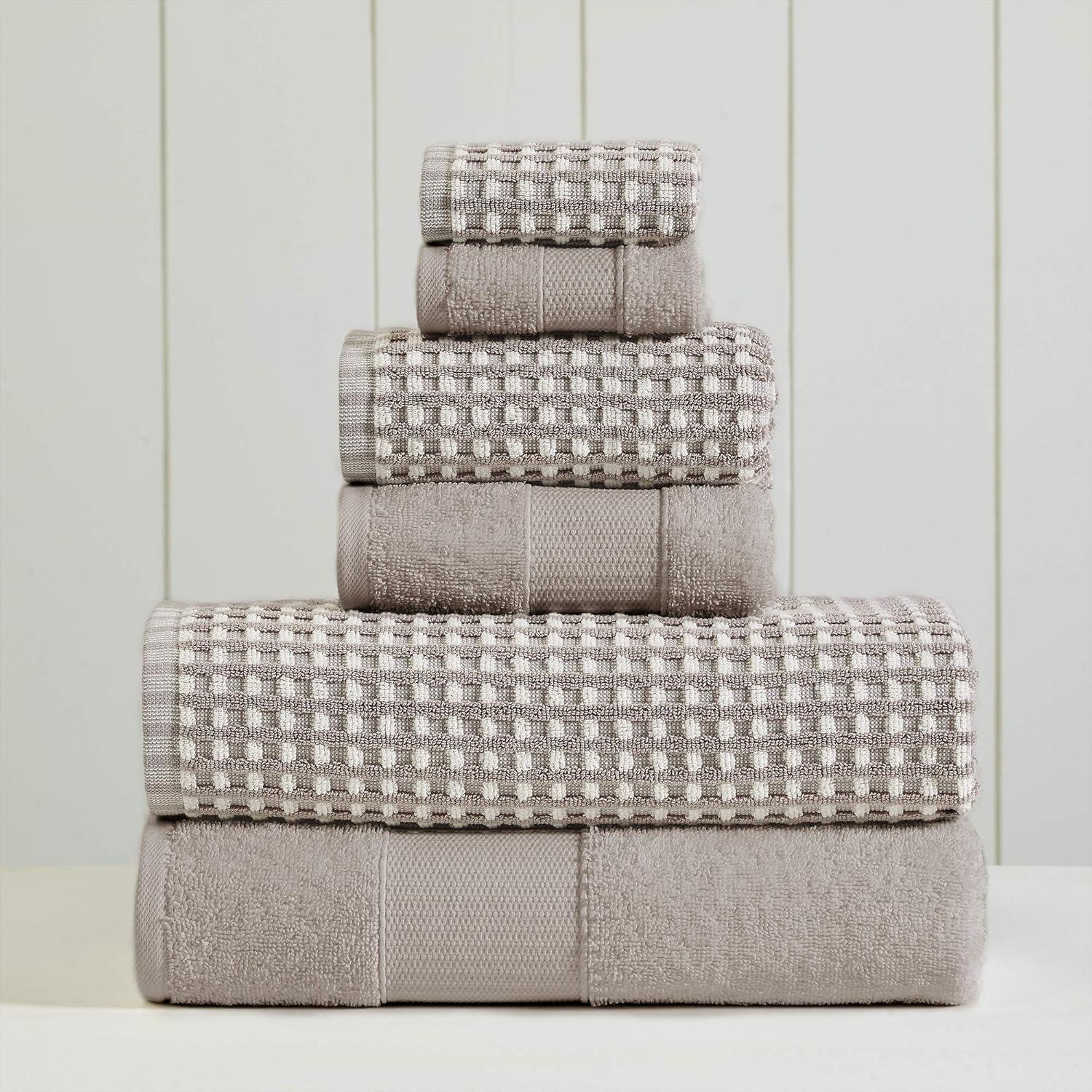 Modern Threads 6 Piece Yarn Dyed Jacquard Towel Set, Cobblestone.