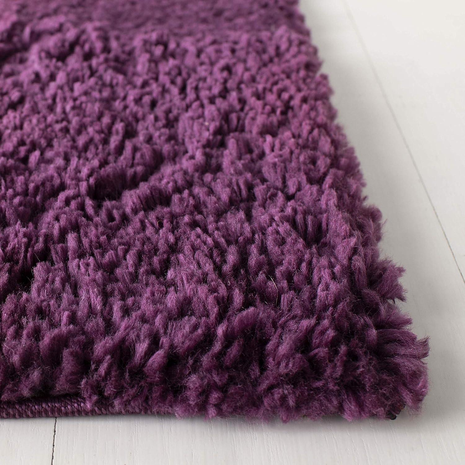 SAFAVIEH August Carlene Solid Plush Shag Area Rug, Purple, 5'3" x 5'3" Square