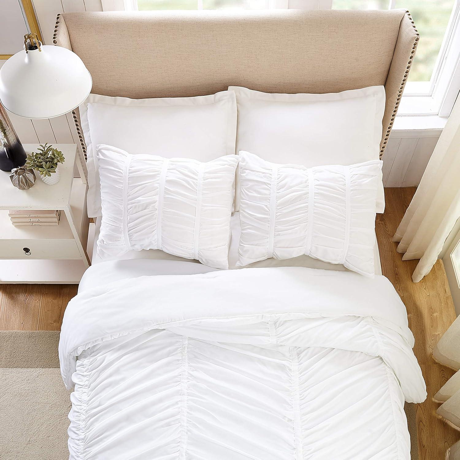 Modern Heirloom Emily Ruched Solid Textured Comforter Set