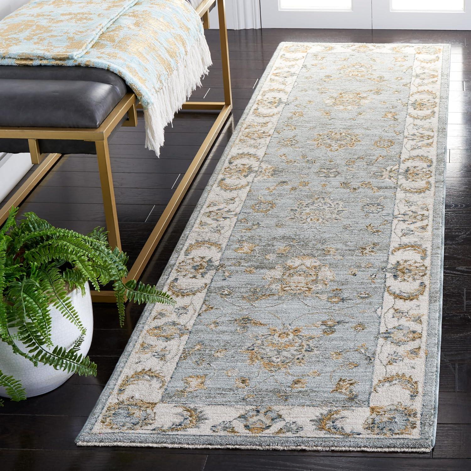 Hamilton HLT106 Power Loomed Area Rug - Blue/Gold - 8'x10' - Safavieh.