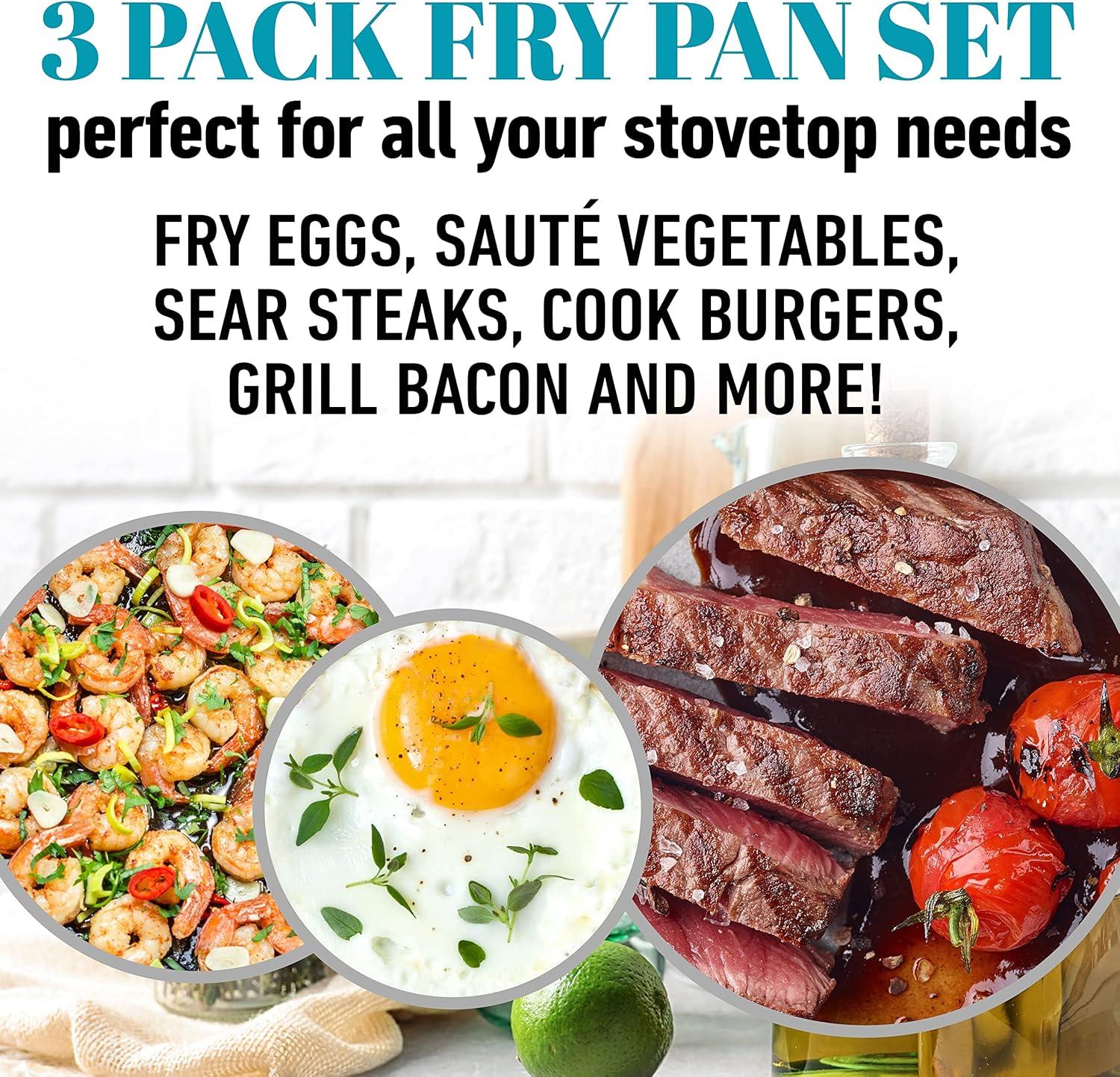 Gotham Steel Gotham Steel Aqua Blue 3 Pack Nonstick Fry Pan Set - 8'' 10'' and 12''