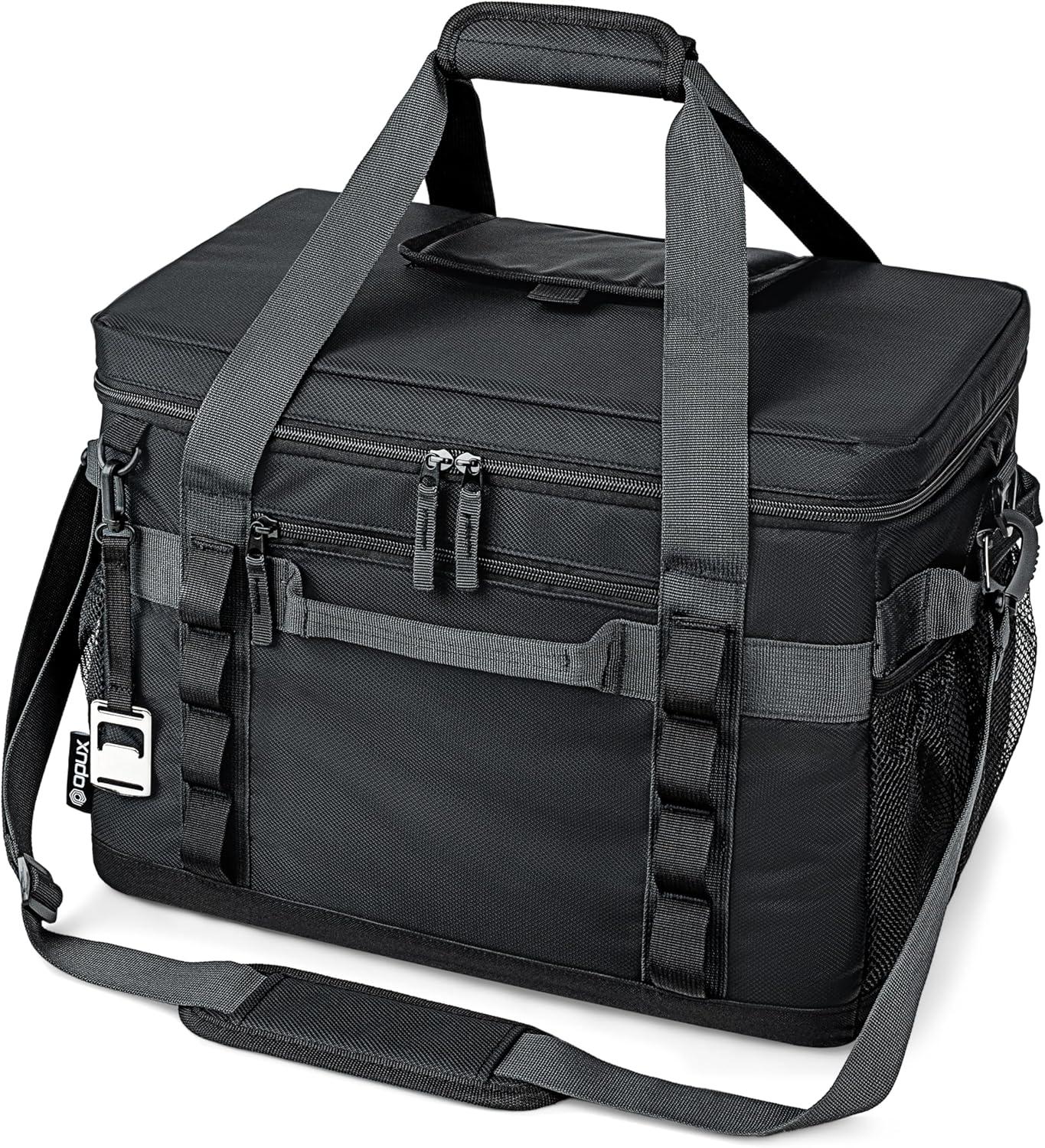 OPUX Soft Sided Cooler Bag, Insulated Collapsible Portable Leakproof with Shoulder Strap, Beach Camping Travel Road Trips (Black, 60 Cans)