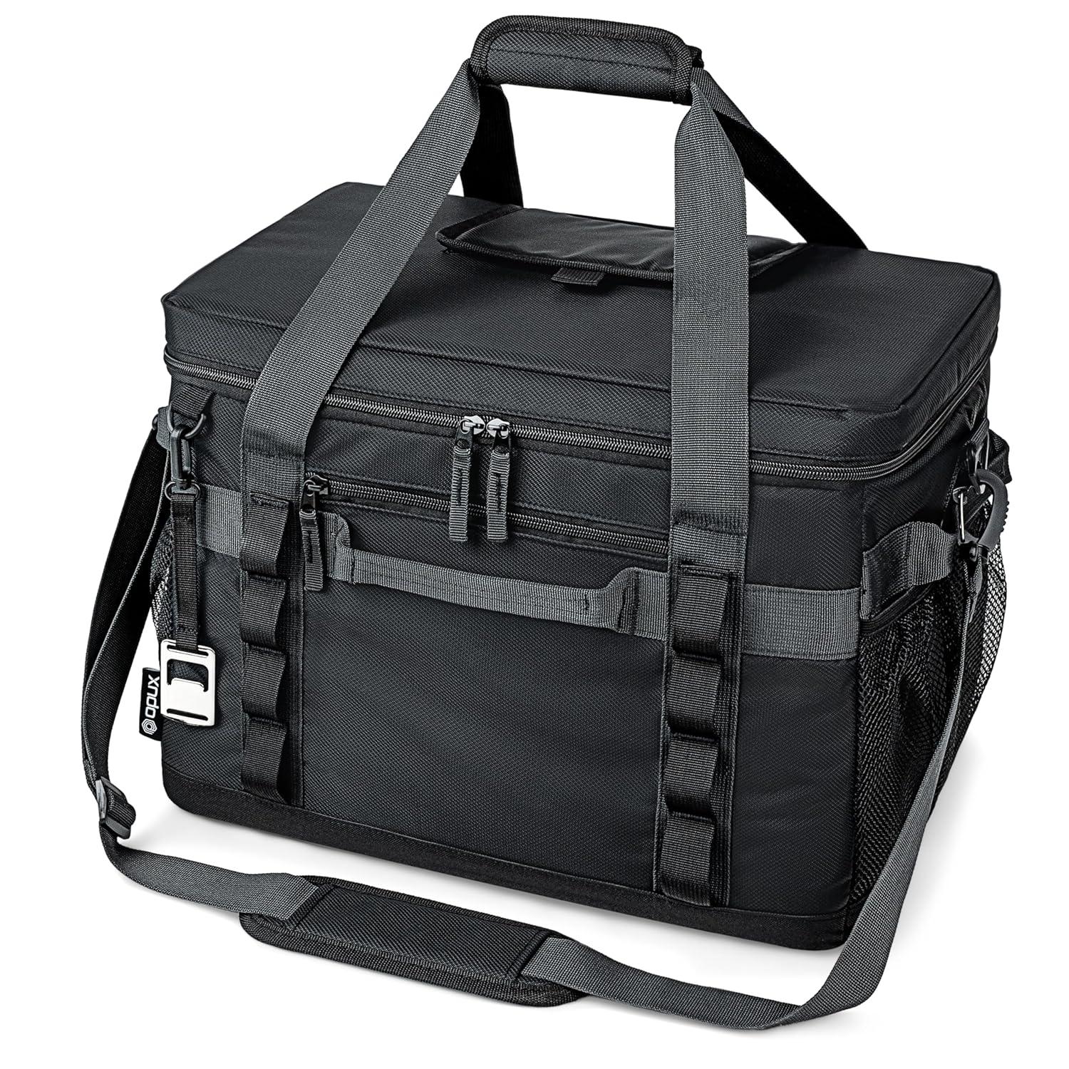 OPUX Soft Sided Cooler Bag, Insulated Collapsible Portable Leakproof with Shoulder Strap, Beach Camping Travel Road Trips (Black, 60 Cans)