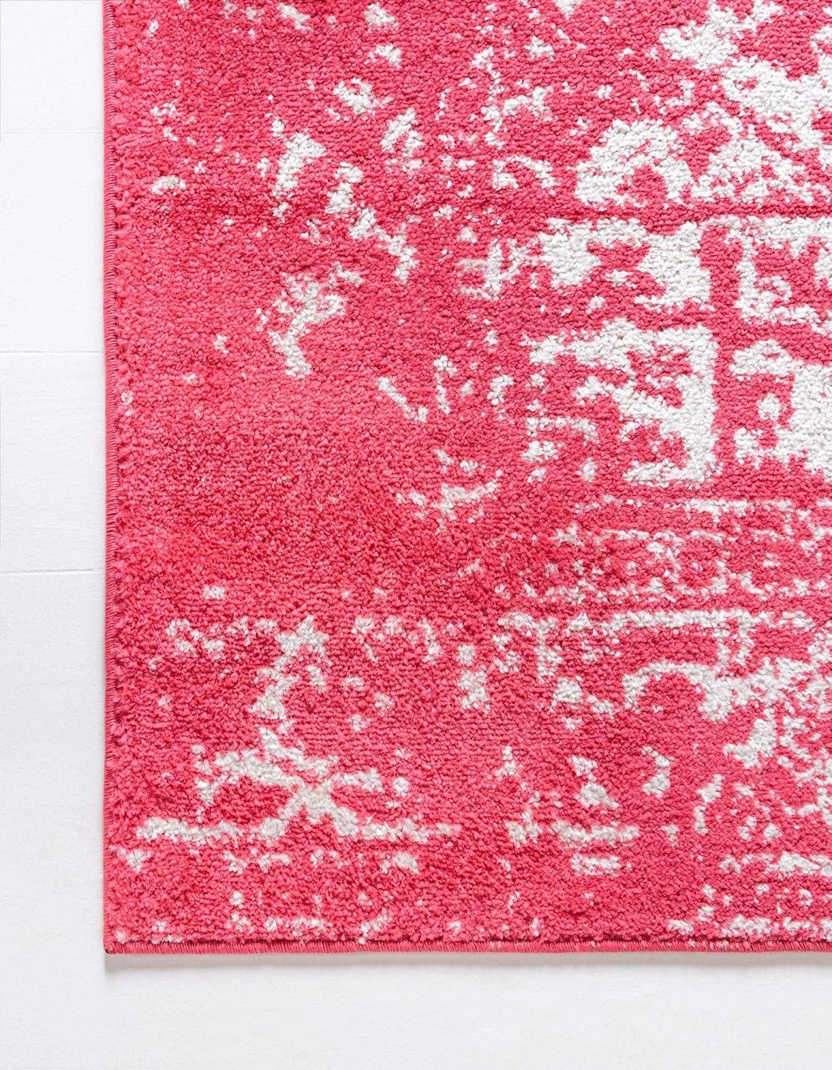 Unique Loom Richmond Collection Area Rug - Medallion (4' 1" x 6' 1" Rectangle Pink/Ivory)