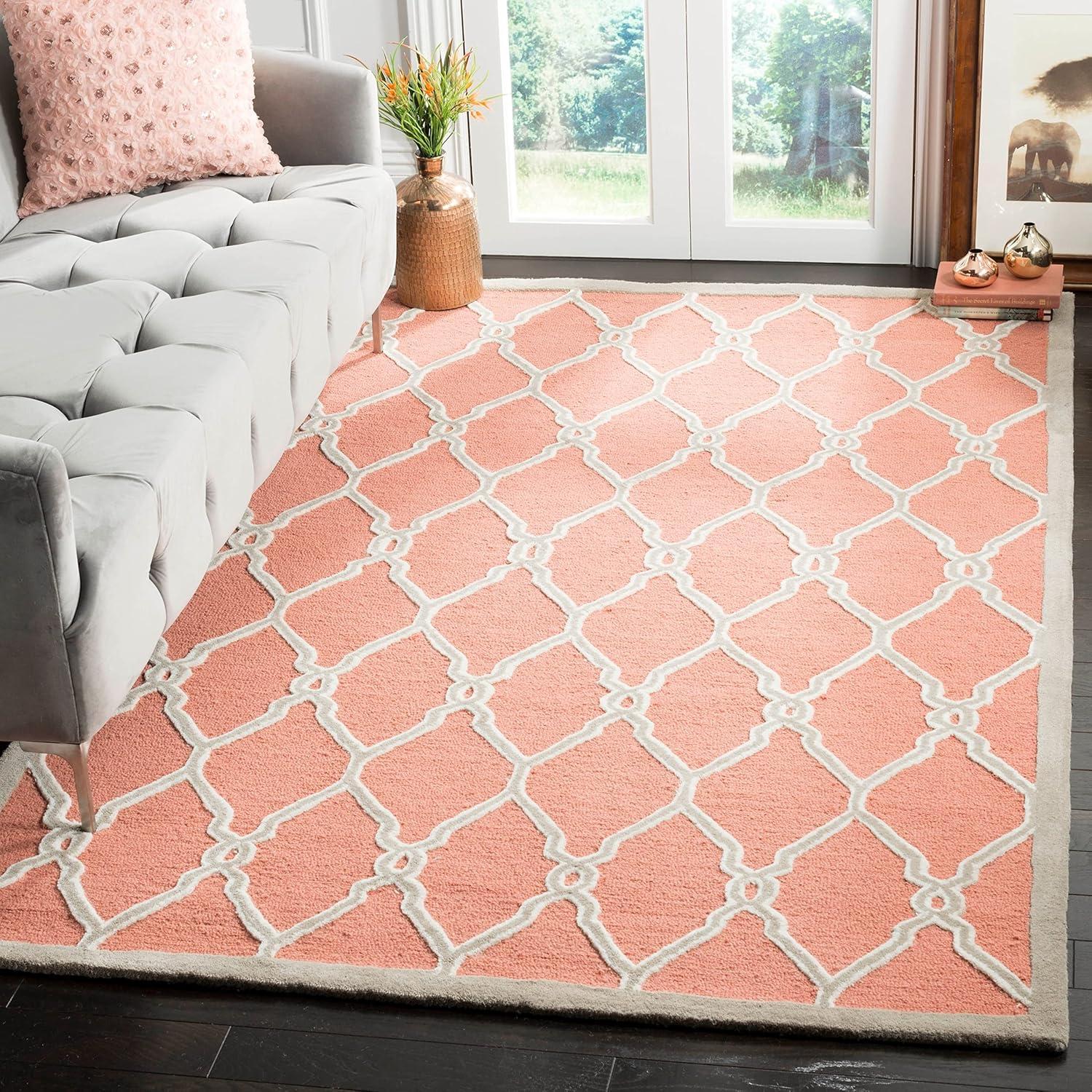 SAFAVIEH Cambridge Selwyn Geometric Wool Area Rug, Coral/Ivory, 5' x 8'