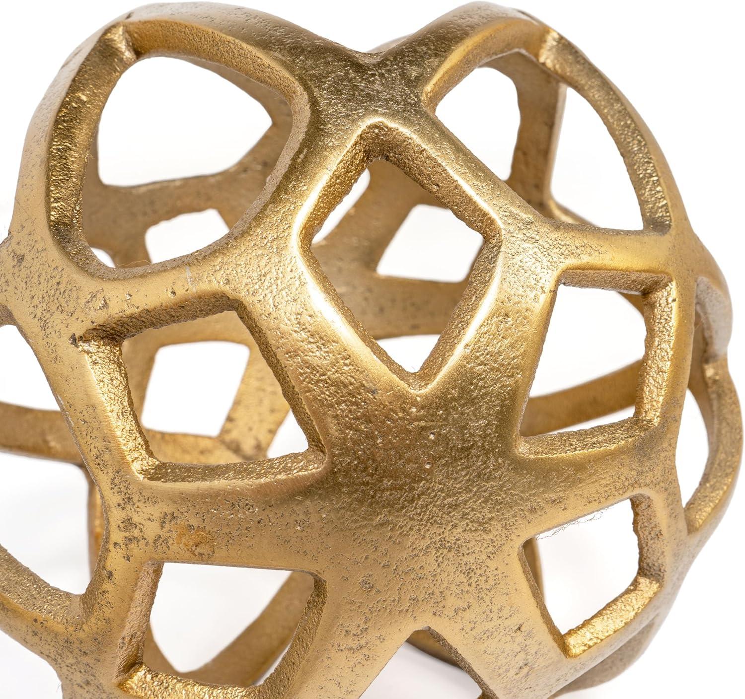 Vyan 7" Gold Cast Aluminum Decorative Orb Sculpture