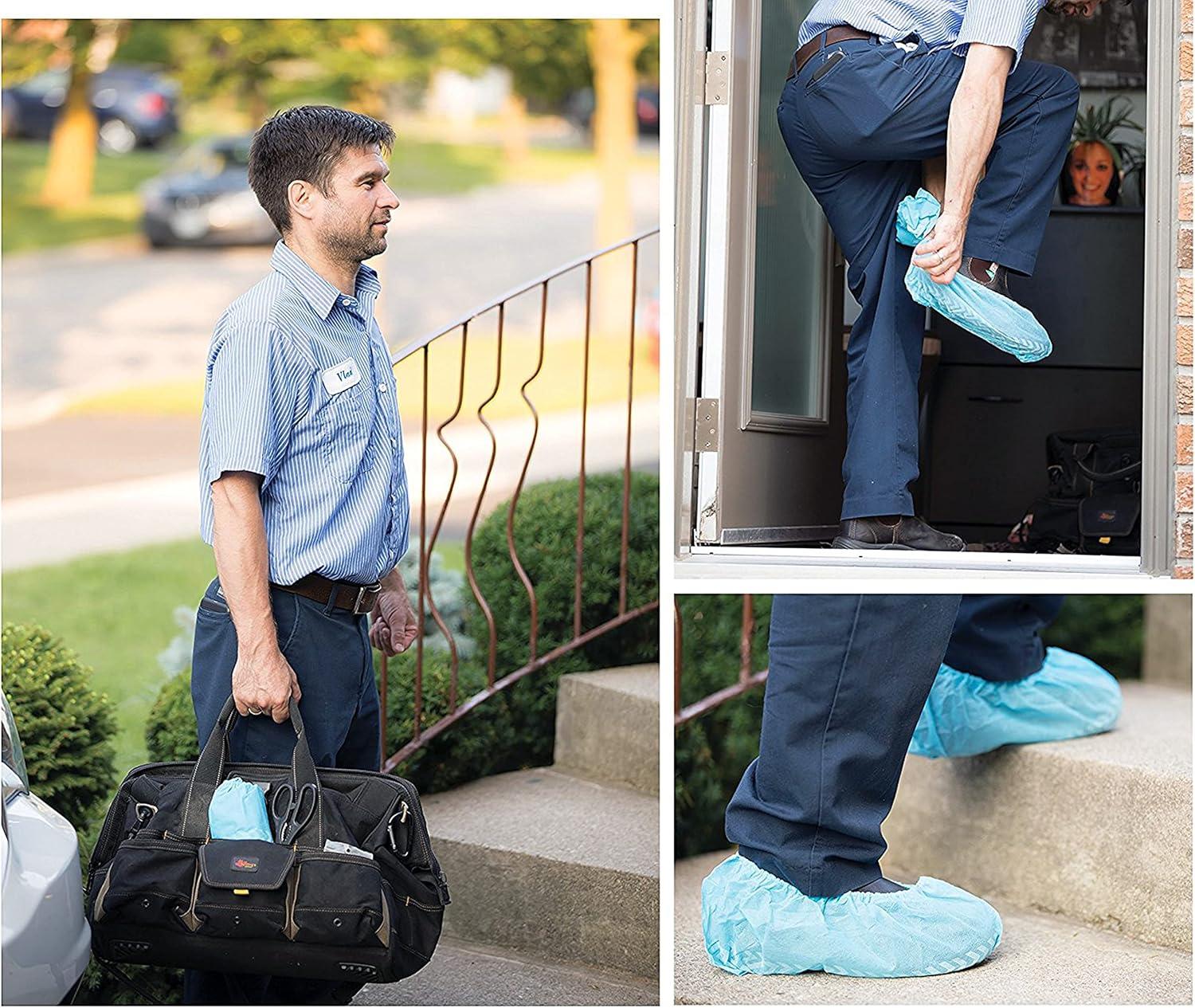 X-Large Non-Woven, 100 Pack Disposable Boot & Shoe Covers Non-Slip, Durable, Indoor Protect Your Home, Floors and Shoes (50 Pairs)