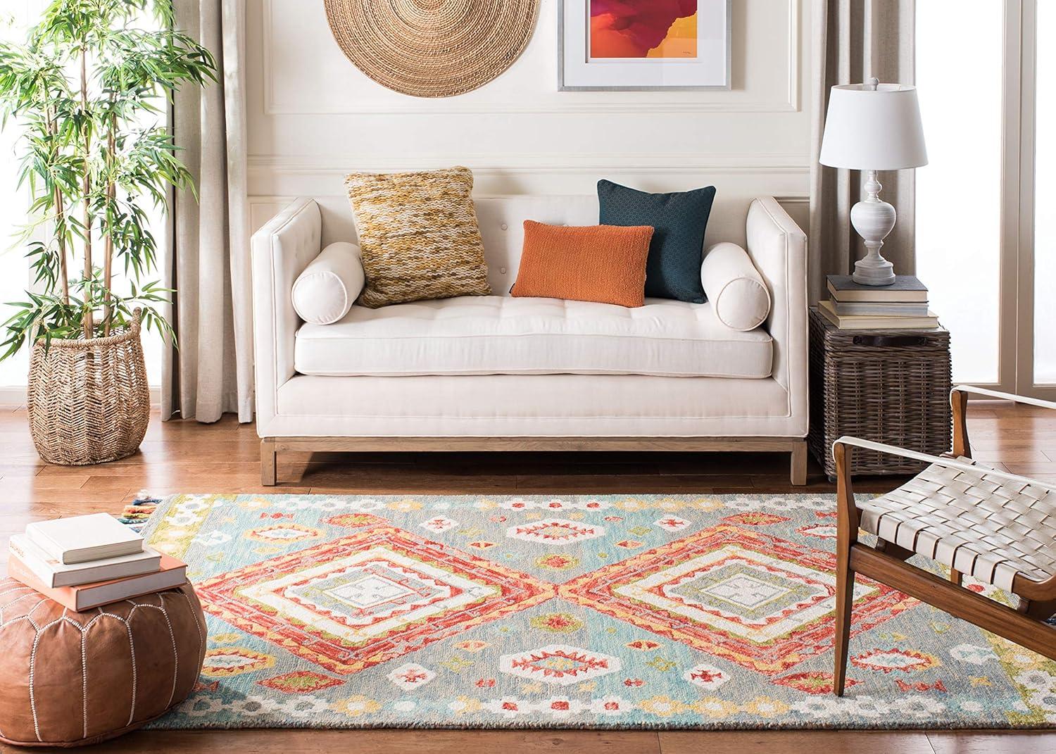 Aspen APN119 Hand Tufted Area Rug - Green/Red - 5' X 8' - Safavieh.