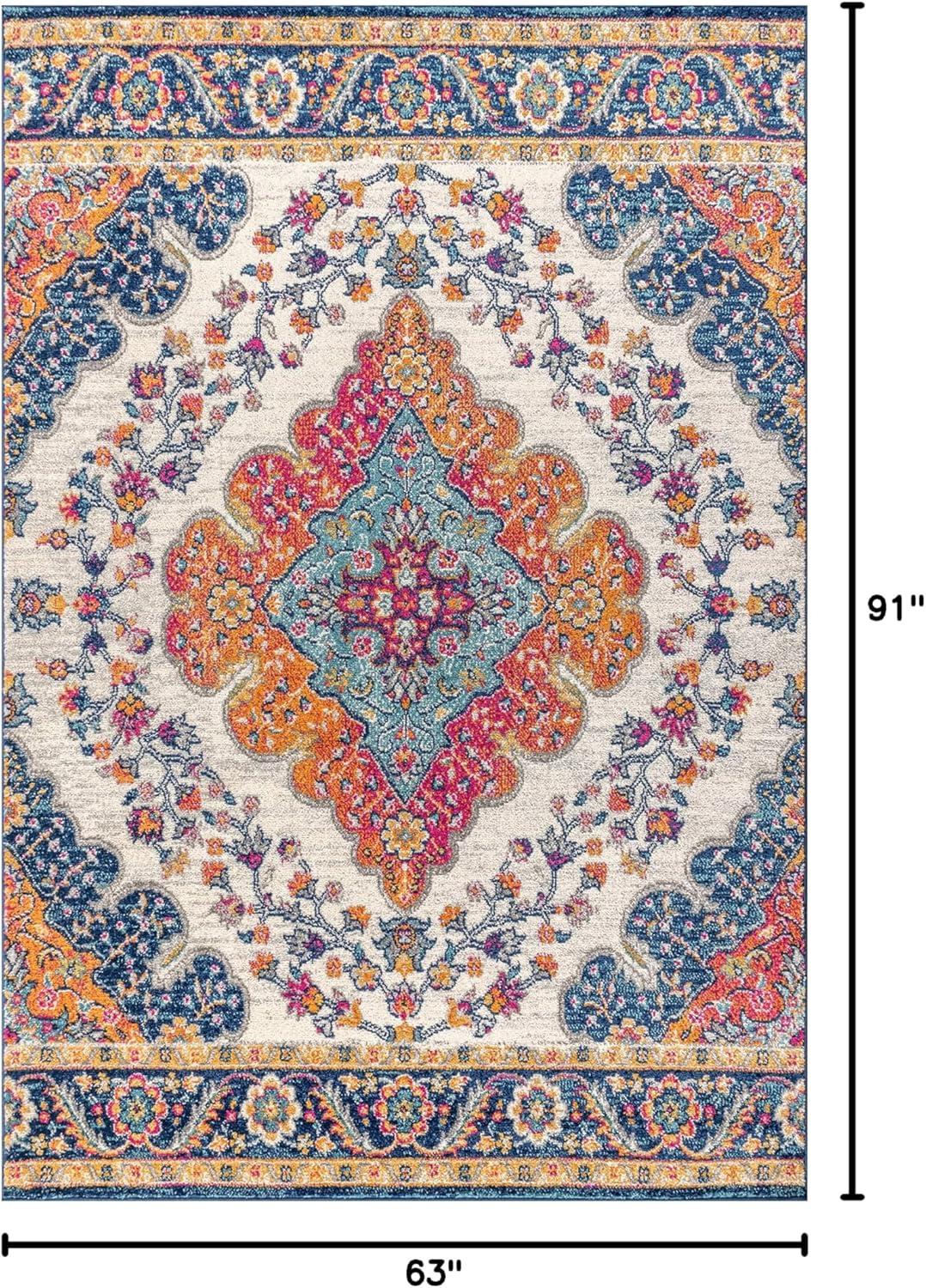 JONATHAN Y Bohemian FLAIR Boho Vintage Medallion Blue/Multi 5 ft. x 8 ft. Area Rug