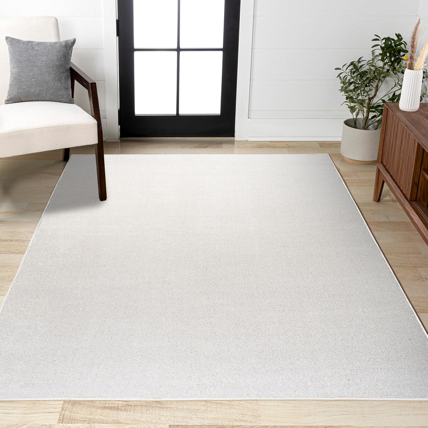 10' X 14' Rectangle Haze Solid Low-Pile Area Rug , Cream - JONATHAN Y