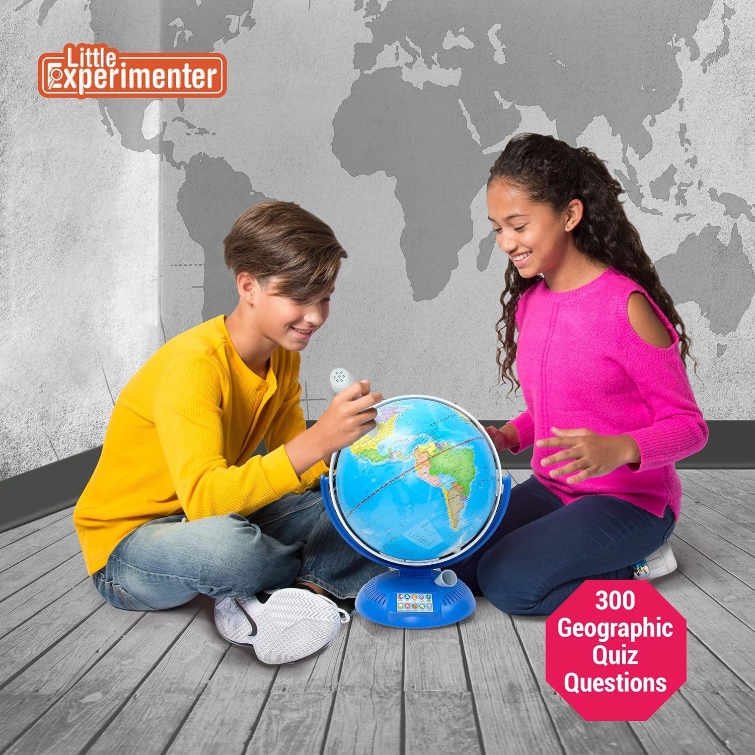 Little Experimenter 9" Multicolor World Globe, Tabletop Geographic Globes, Interactive Globe with Smart Pen