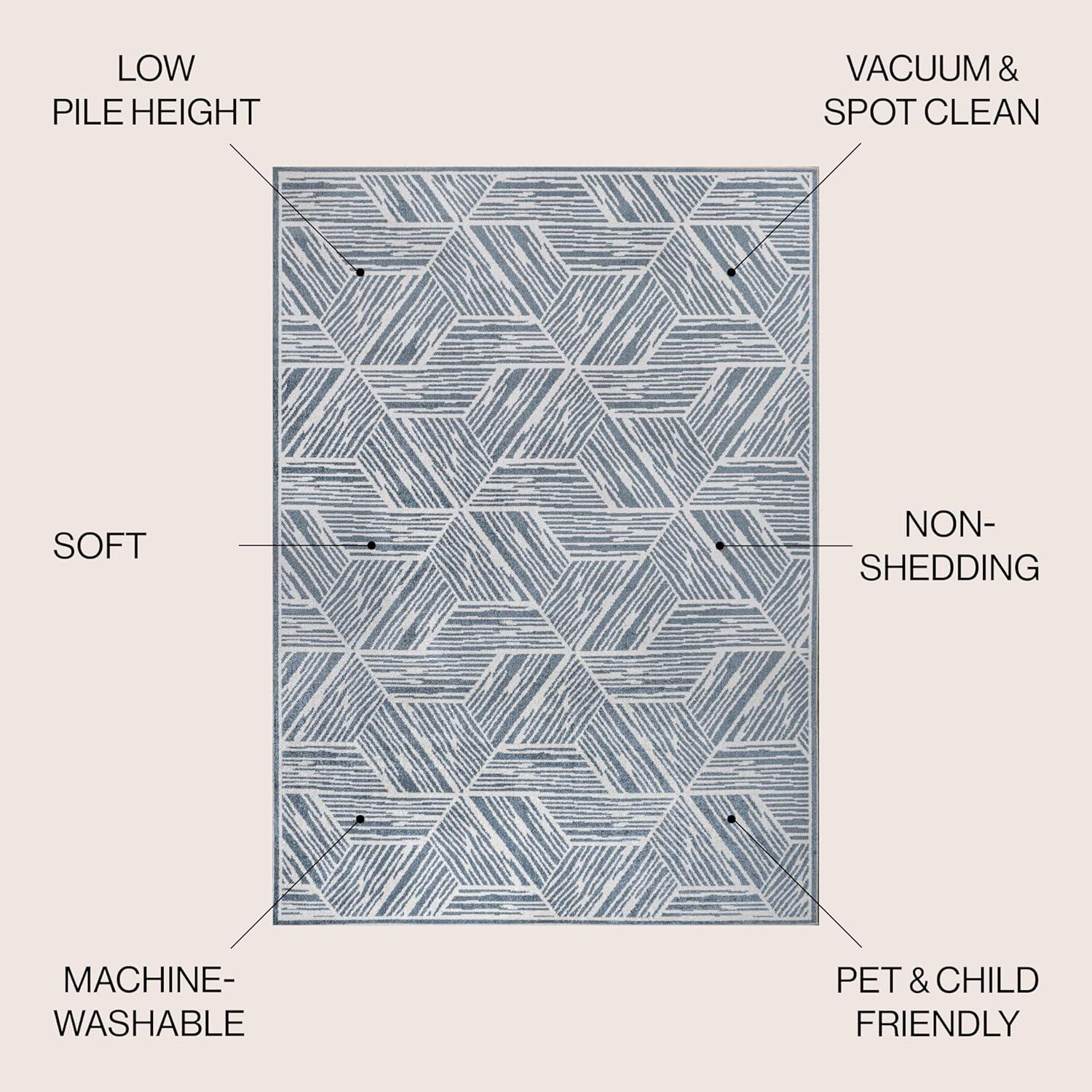 JONATHAN Y Vector Modern Coastal Geometric Machine-Washable Area Rug