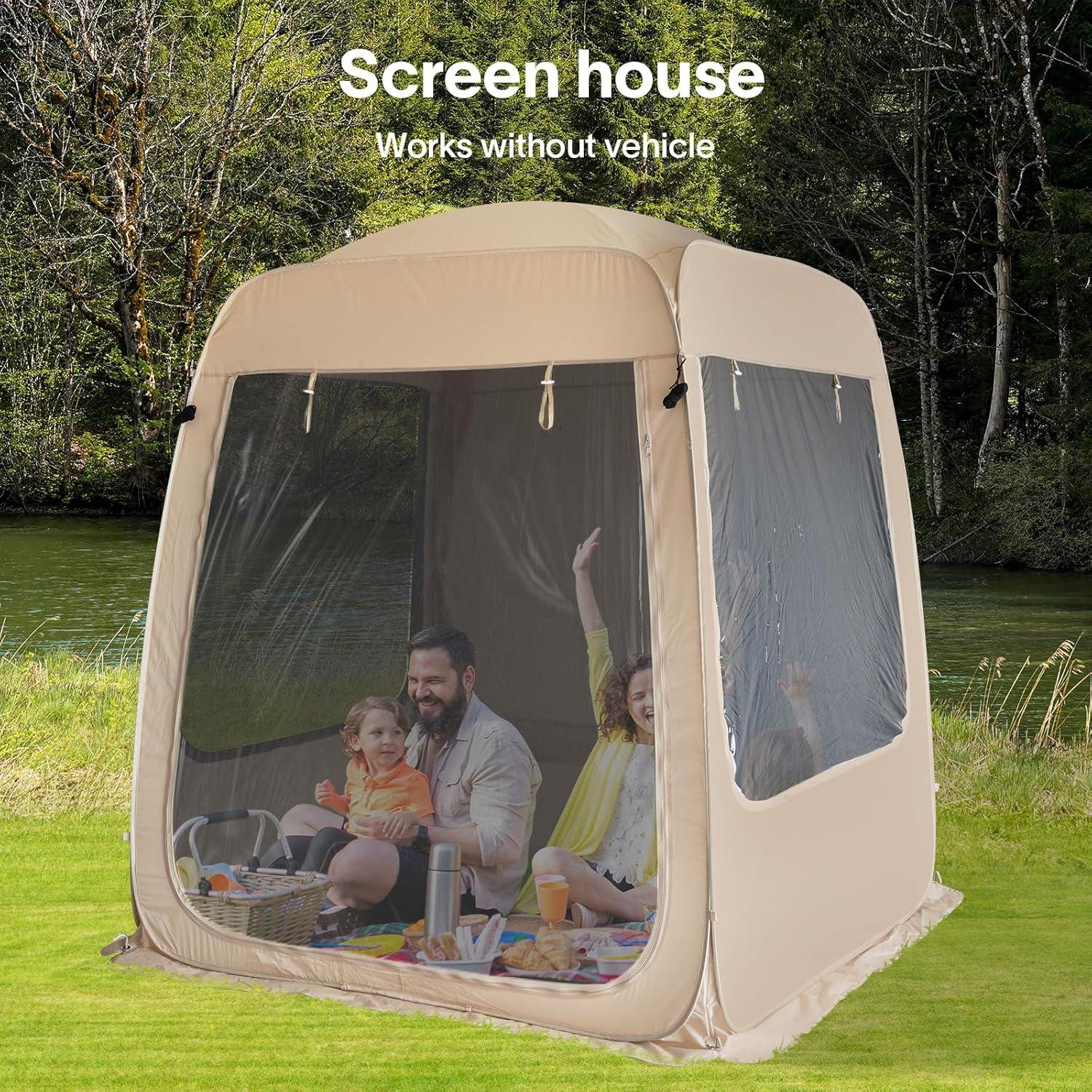 Beige 5-Person Four-Season SUV Camping Tent with Carry Bag