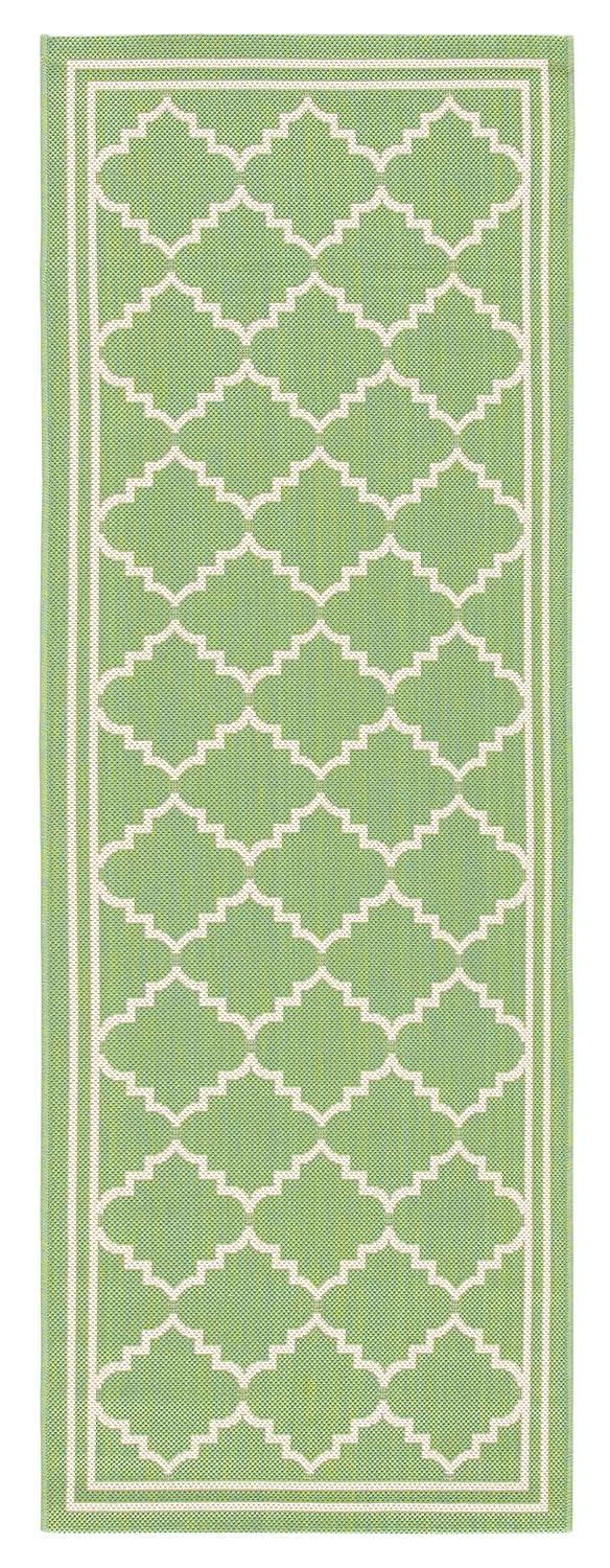 Courtyard CY6889 Power Loomed Indoor and Outdoor Runner Rug - Green/Beige - 2'3"x10' - Safavieh