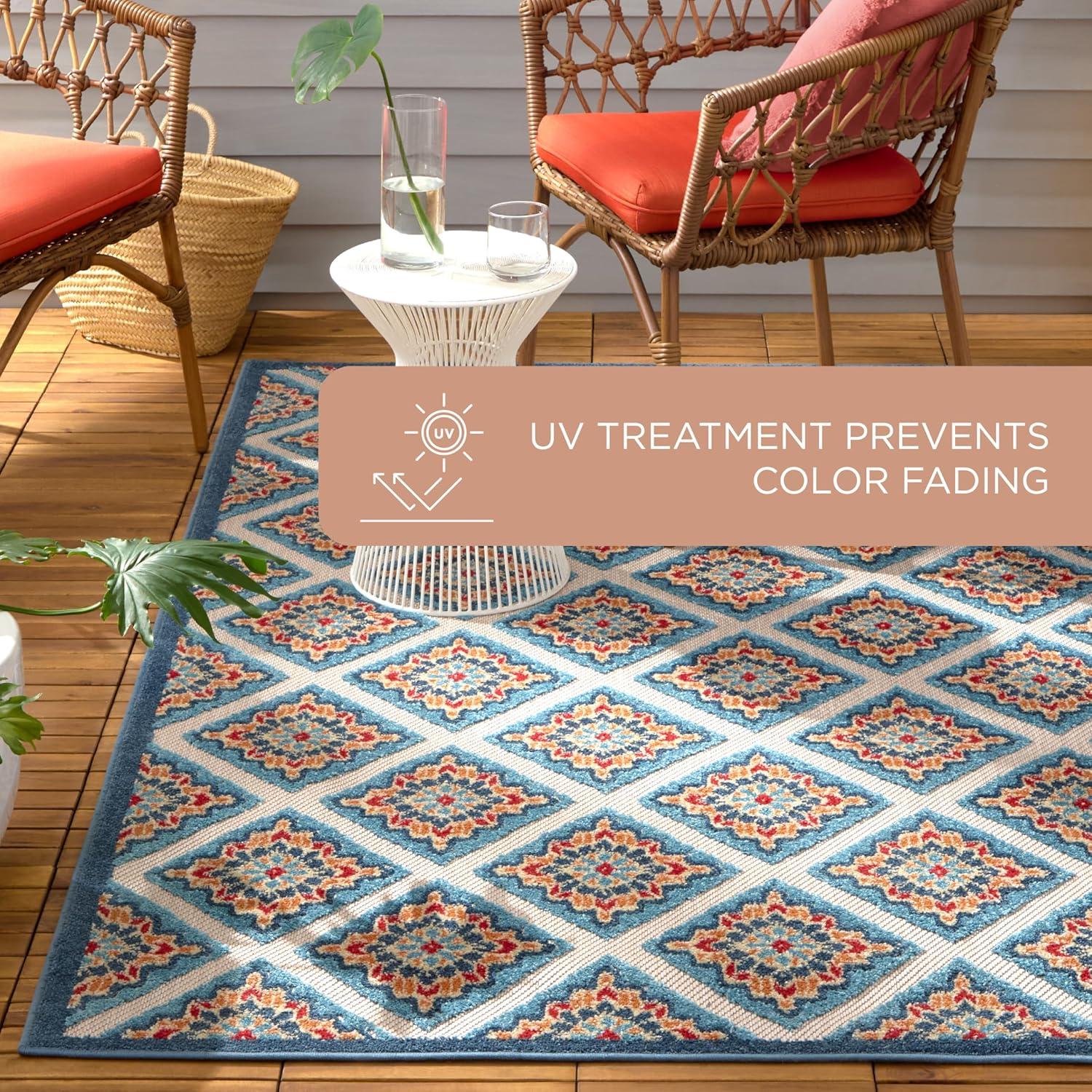 TOWN & COUNTRY EVERYDAY Brooks Retro Geo Outdoor Rug Red/Multi