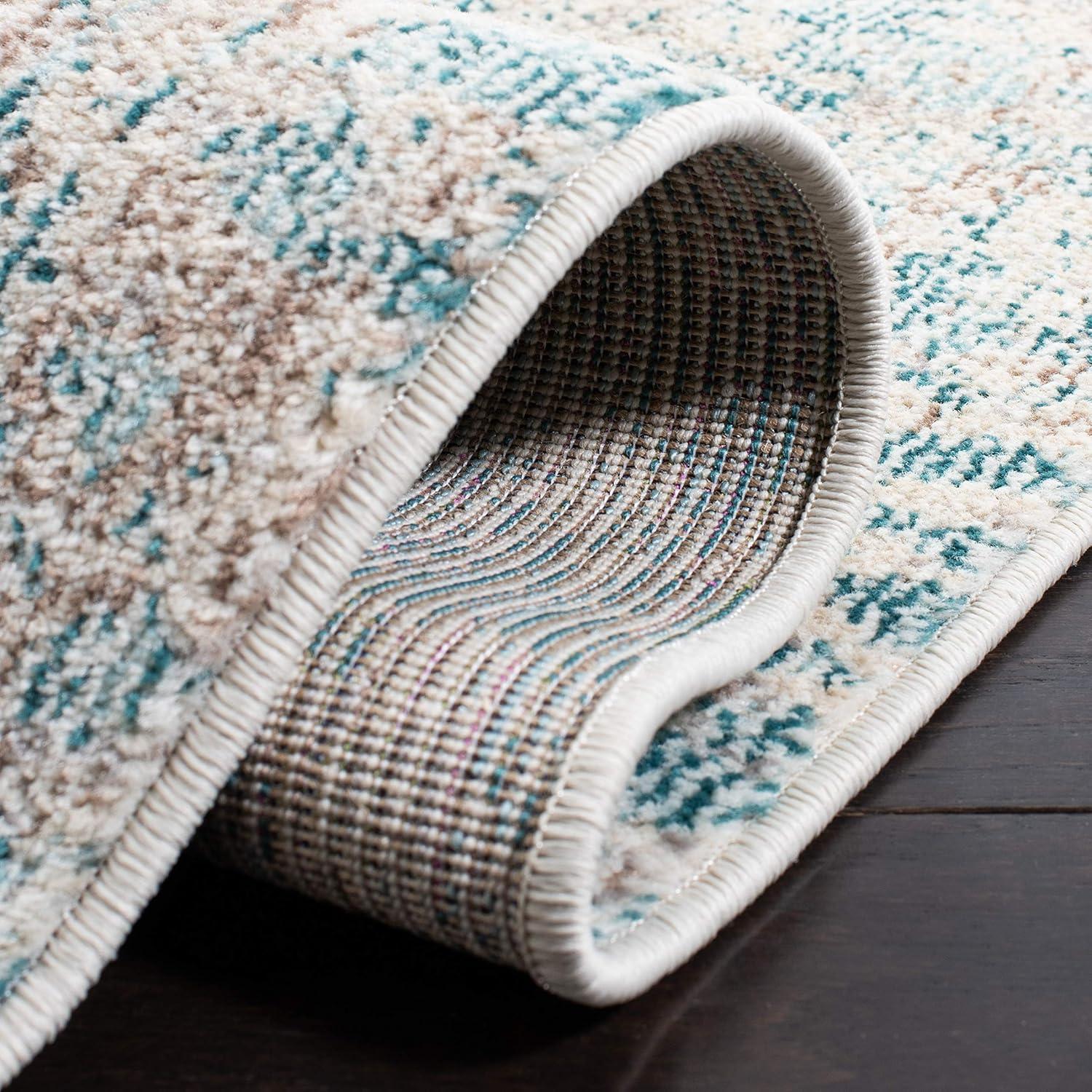 Madison MAD453 Power Loomed Indoor Area Rug - Ivory/Teal - 4'x6' - Safavieh