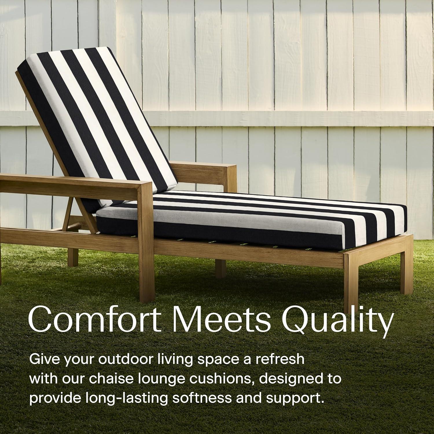 Honeycomb Outdoor Chaise Lounge Cushion - Sunbrella Canvas Black