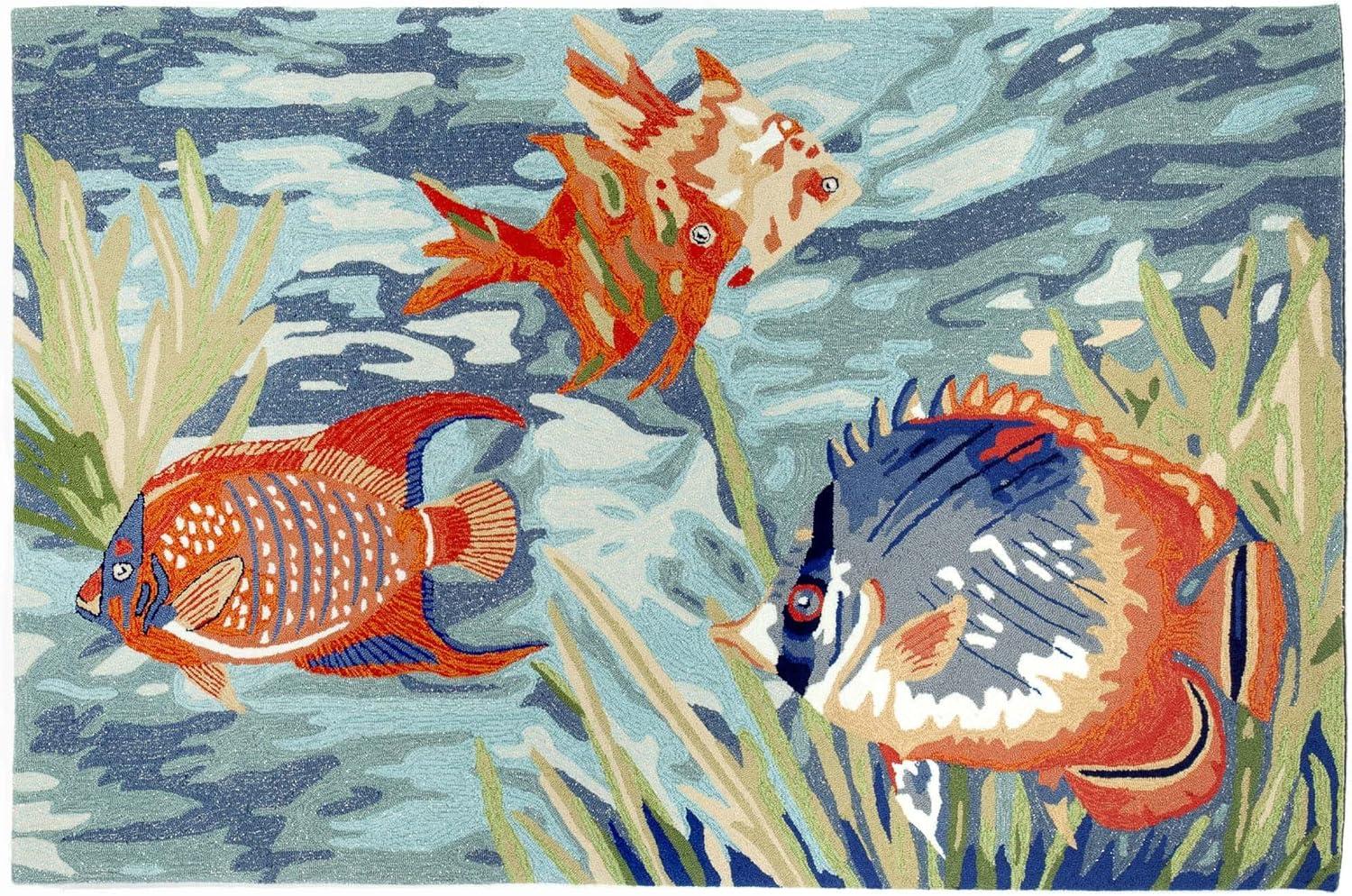 Liora Manne Ravella Tropical Fish Indoor/Outdoor Rug Ocean 8'3" x 11'6"