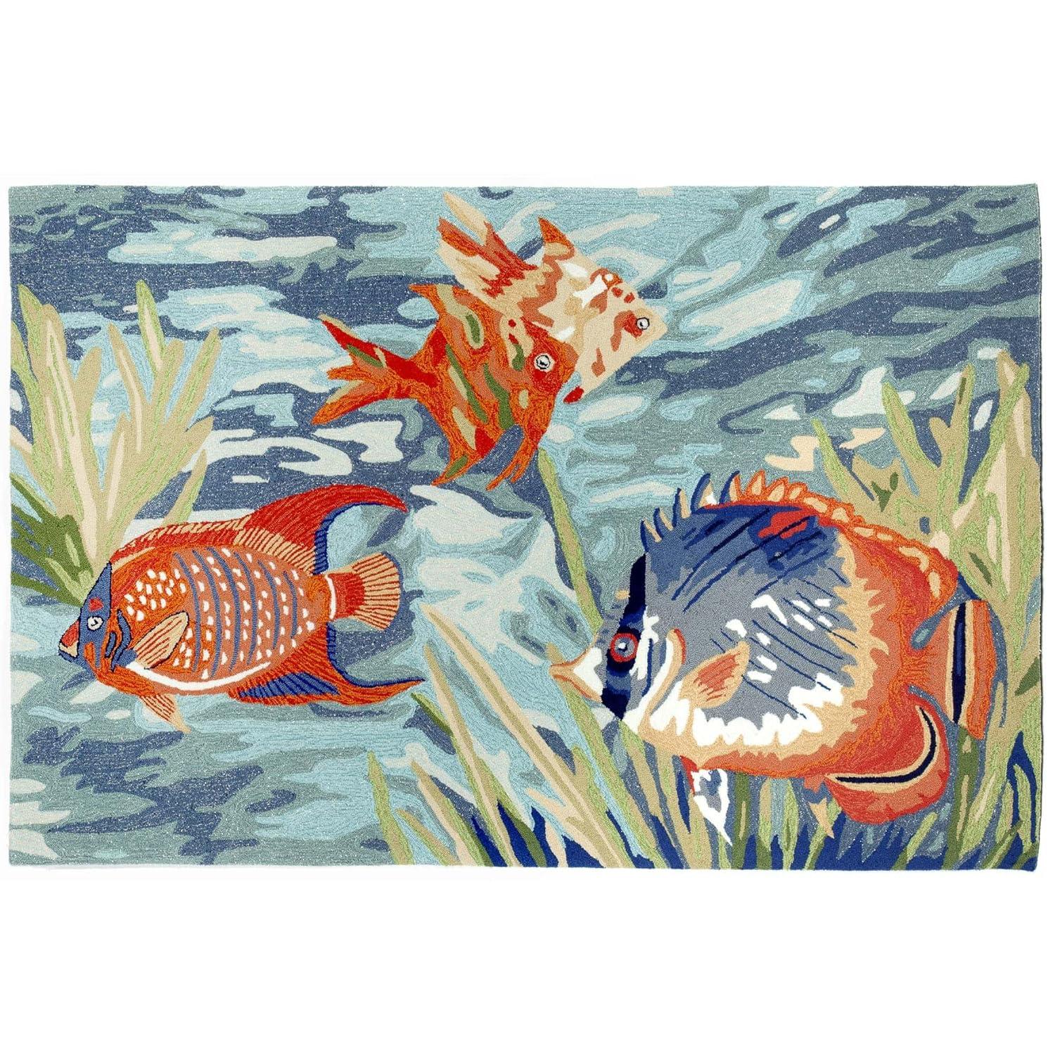 Liora Manne Ravella Tropical Fish Indoor/Outdoor Rug Ocean 8'3" x 11'6"
