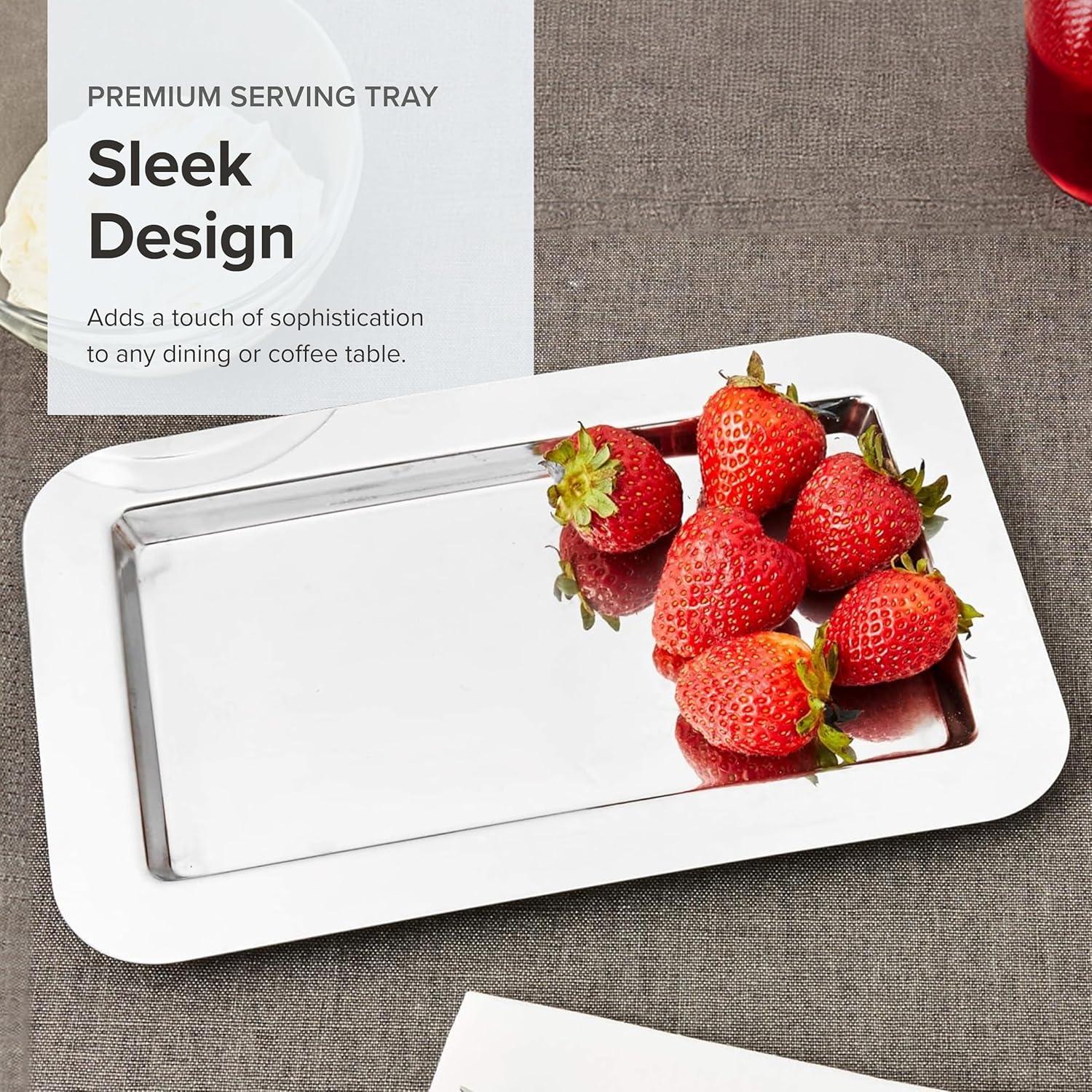 Stainless Steel Rectangular Mirror Finish Serving Tray