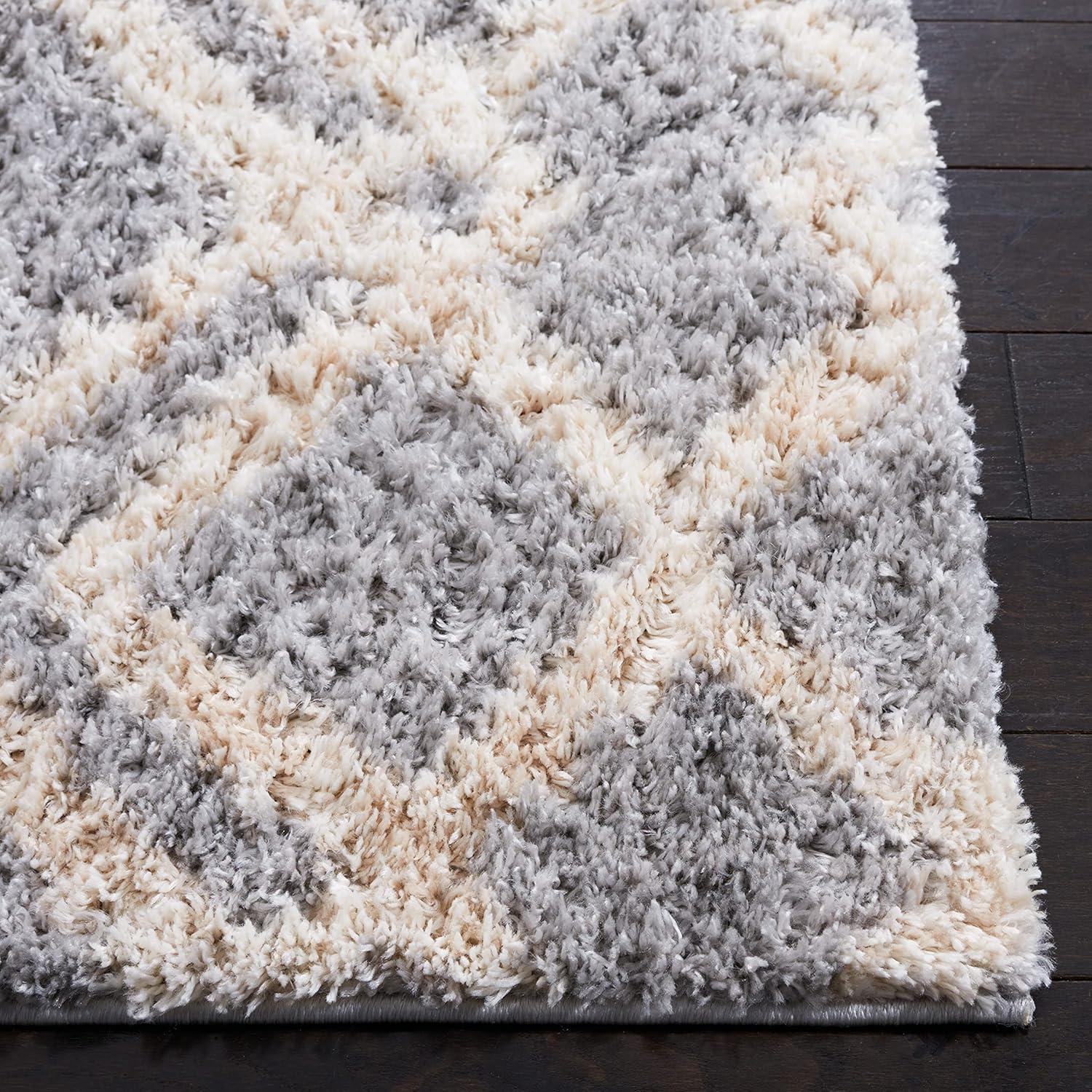 Gray and Cream 10' x 14' Shag Area Rug