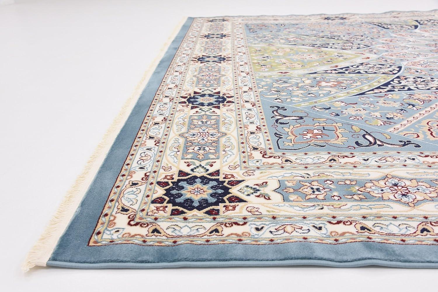 Unique Loom Adams Narenj Rug Blue/Burgundy 10' x 13' 1" Rectangle Floral Traditional Perfect For Living Room Bed Room Dining Room Office