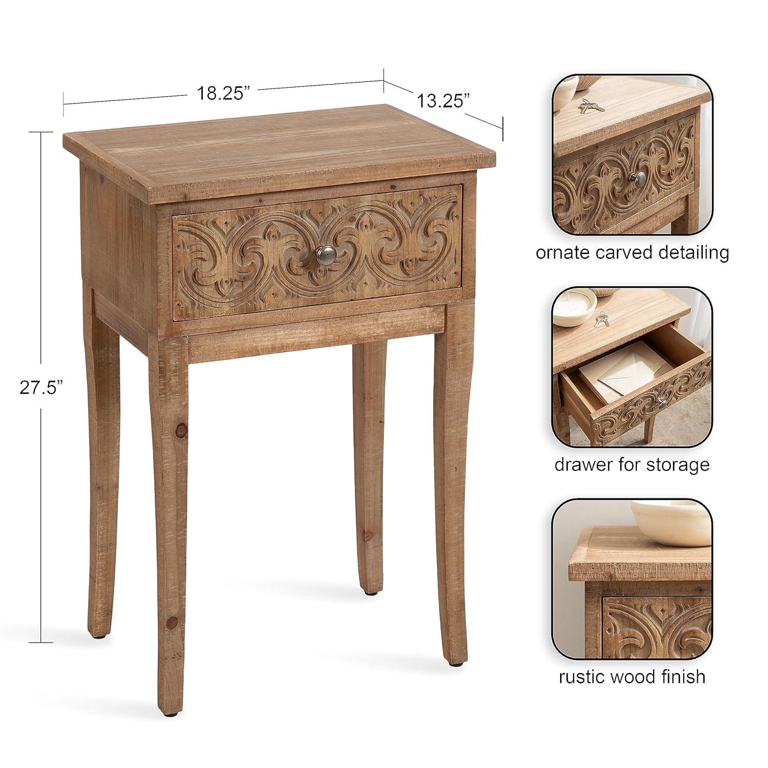 Kate and Laurel Cassetta Rectangle Wood Side Table, 19x14x28, Rustic Brown