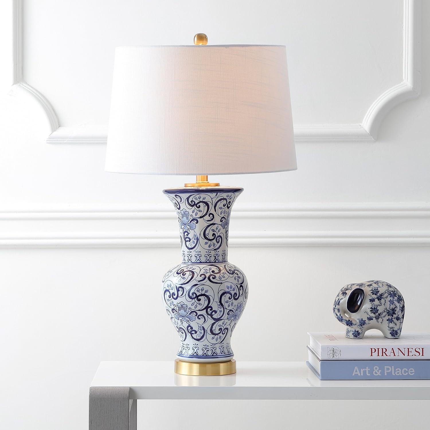 Leo 28.5" Blue and White Chinoiserie Table Lamp