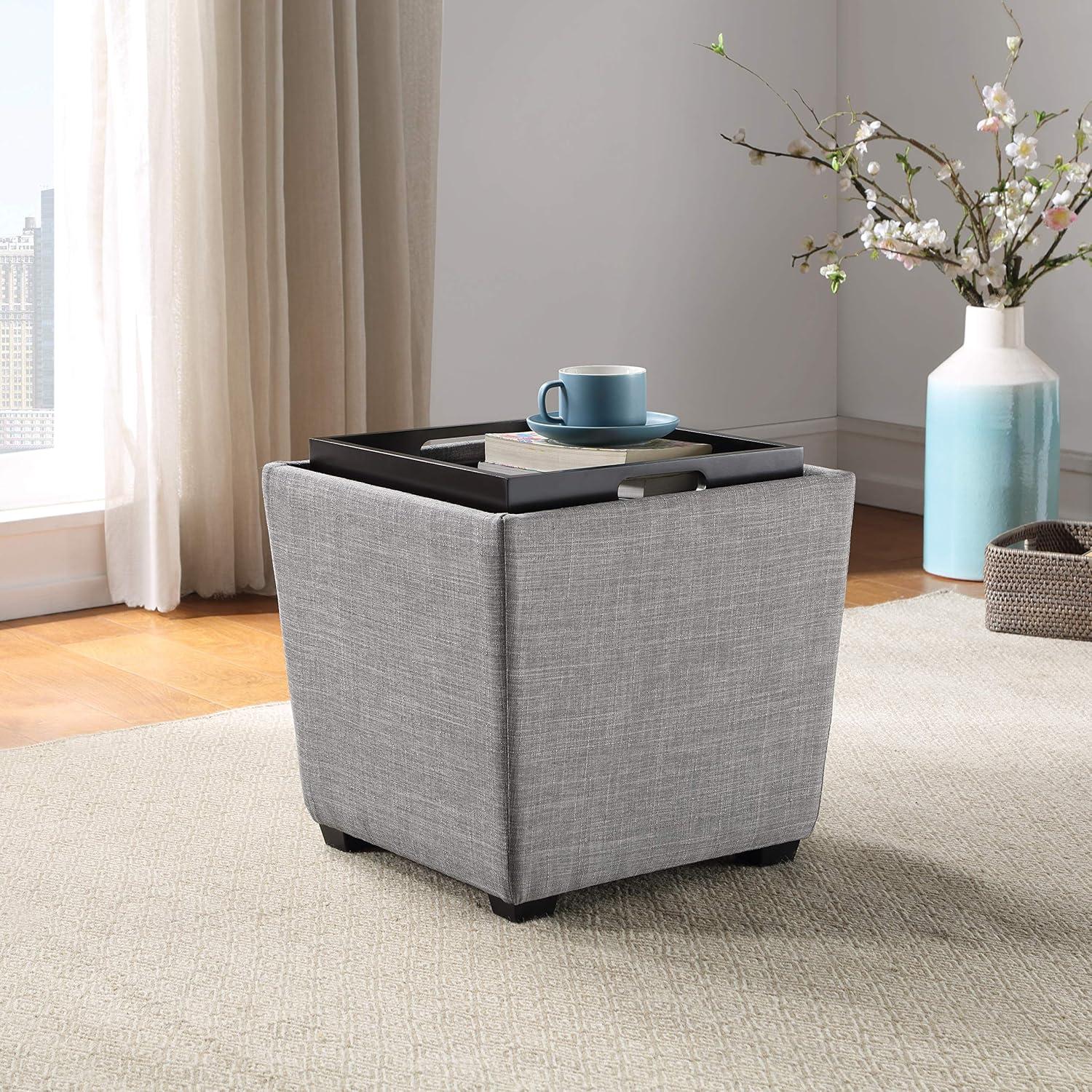 Rockford Storage Ottoman in Dove Gray Fabric