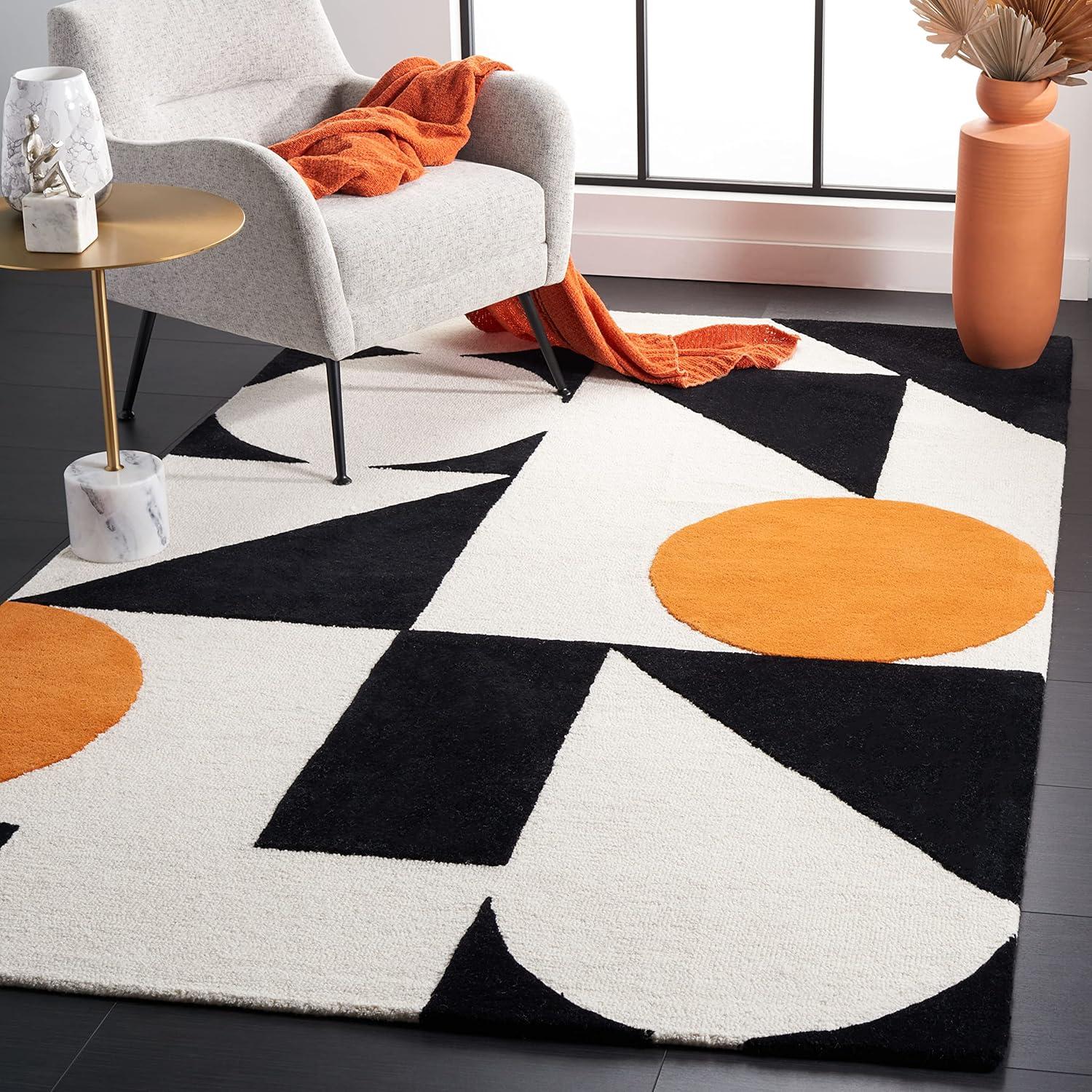 Rodeo Drive RD857 Hand Tufted Indoor Area Rug - 5'x8' - Rust/Black - Safavieh